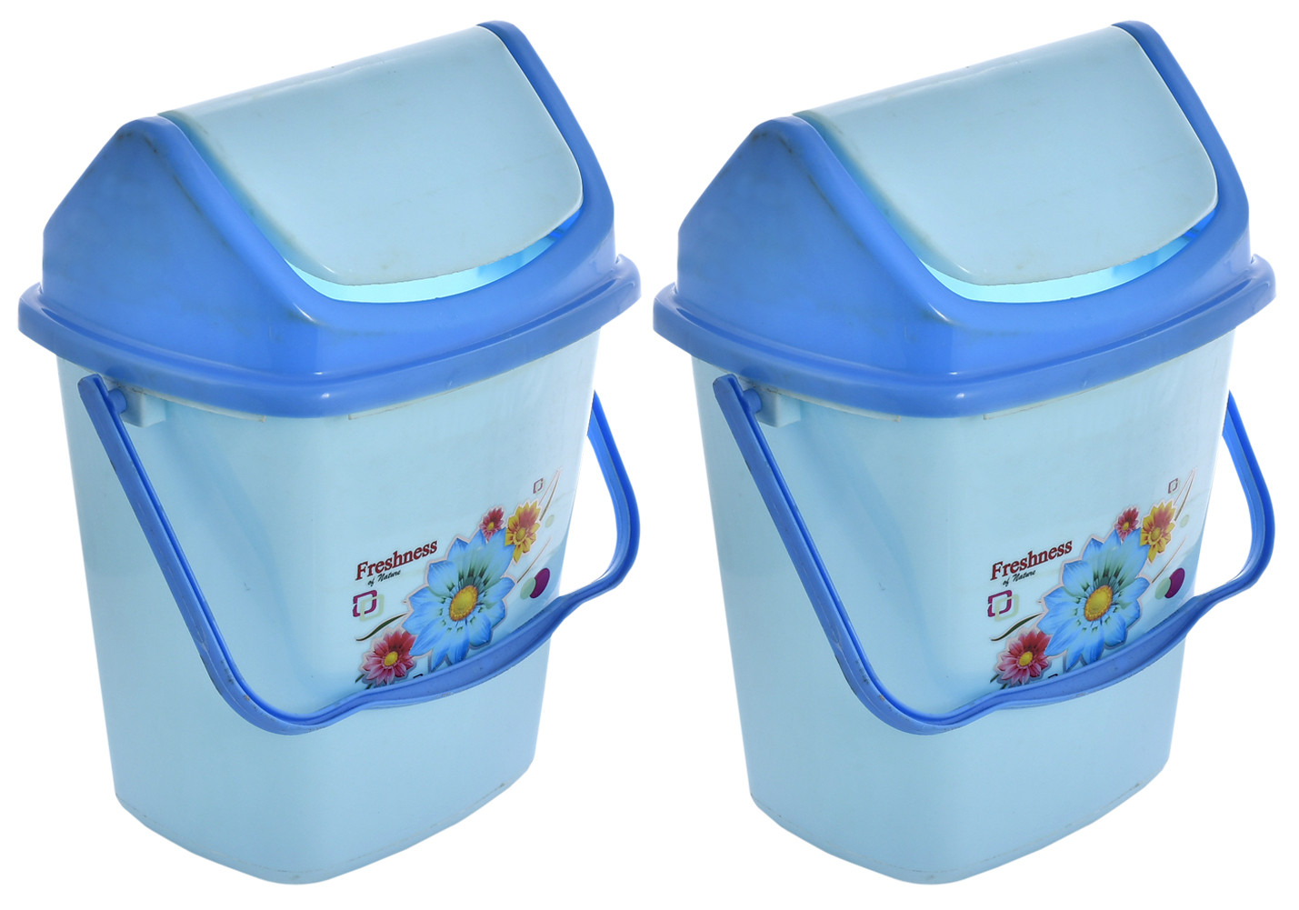 Kuber Industries Pluto Plastic Swing Printed Garbage Waste Dustbin for Home, Office with Handle, 5 Liters (Blue)-KUBMART3088