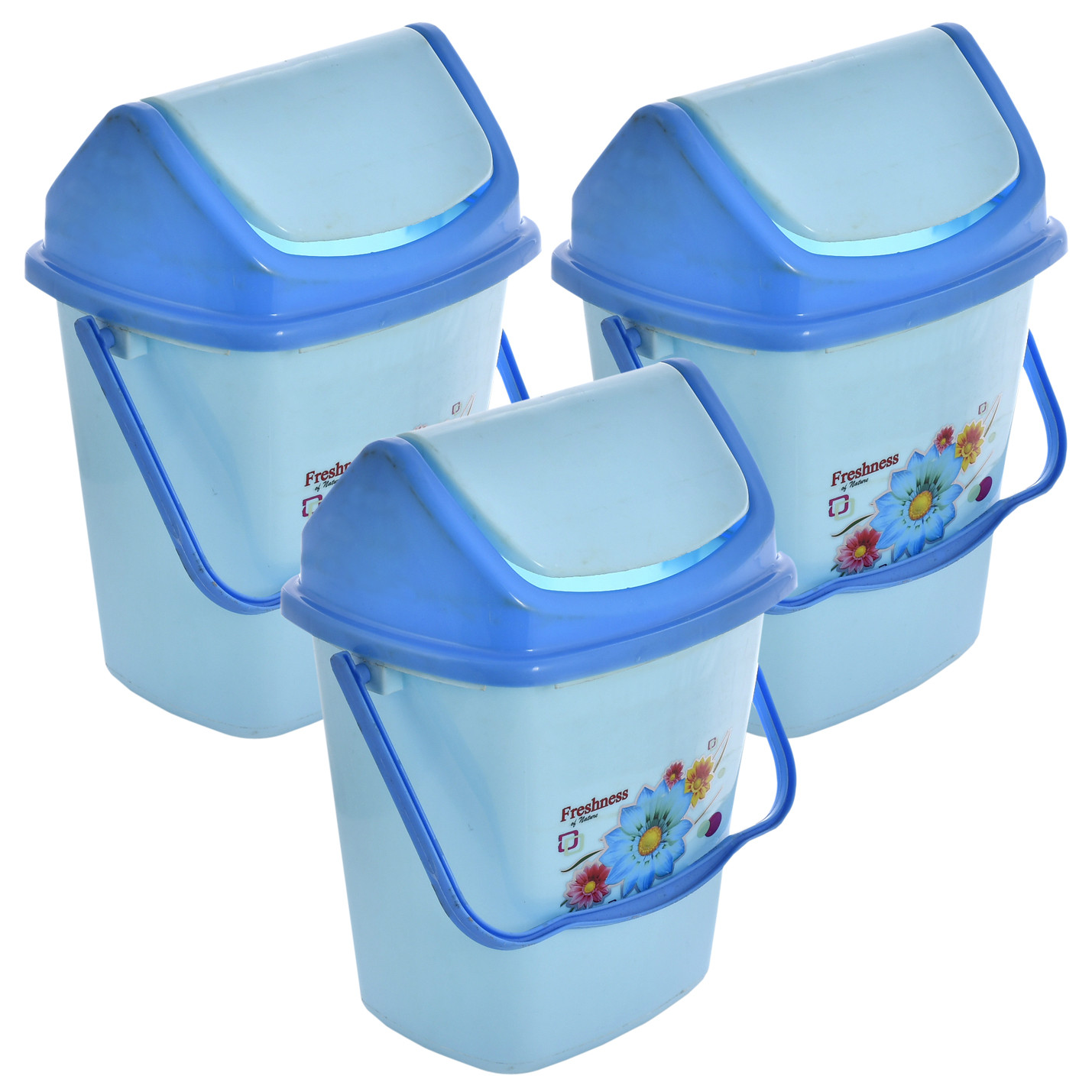 Kuber Industries Pluto Plastic Swing Printed Garbage Waste Dustbin for Home, Office with Handle, 5 Liters (Blue)-KUBMART3088