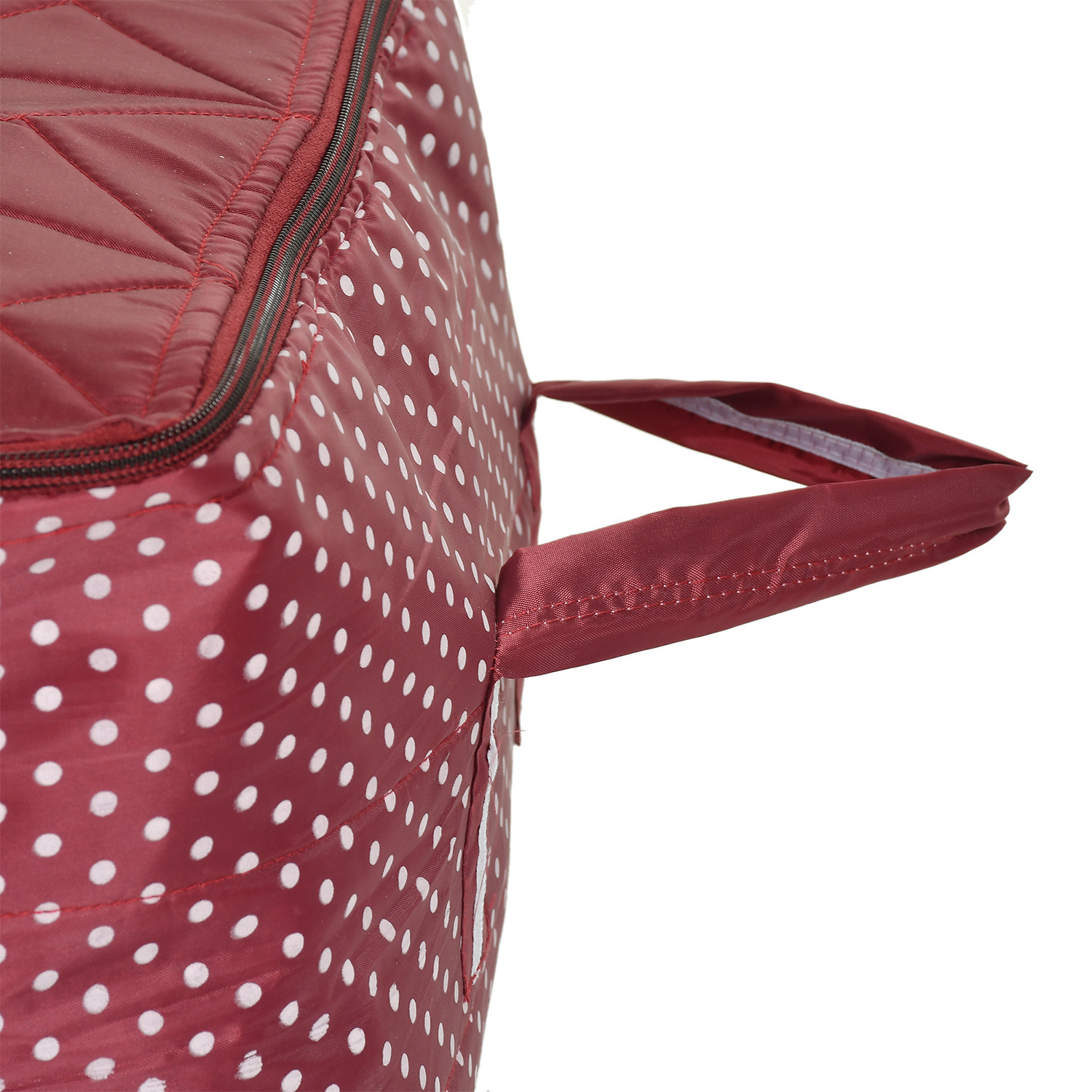 Kuber Industries Polka Dot Print Polyester Foldable Saree Cover|Clothes For Home & Traveling With Transparent, Extra Large (Maroon)