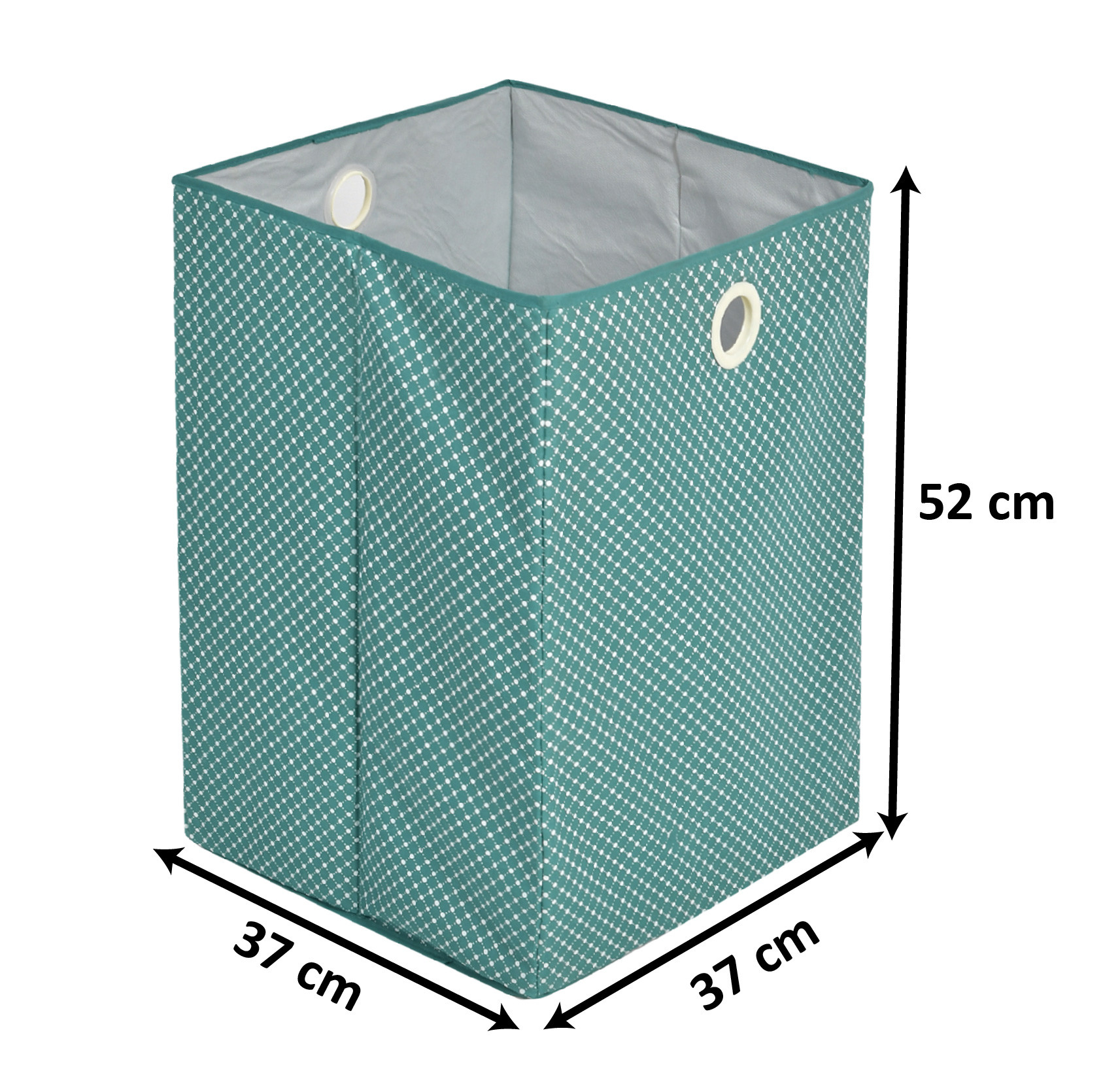 Kuber Industries Polka Dot Printed Cotton Foldable Large Laundry basket/Hamper With Handles (Green)-44KM0205
