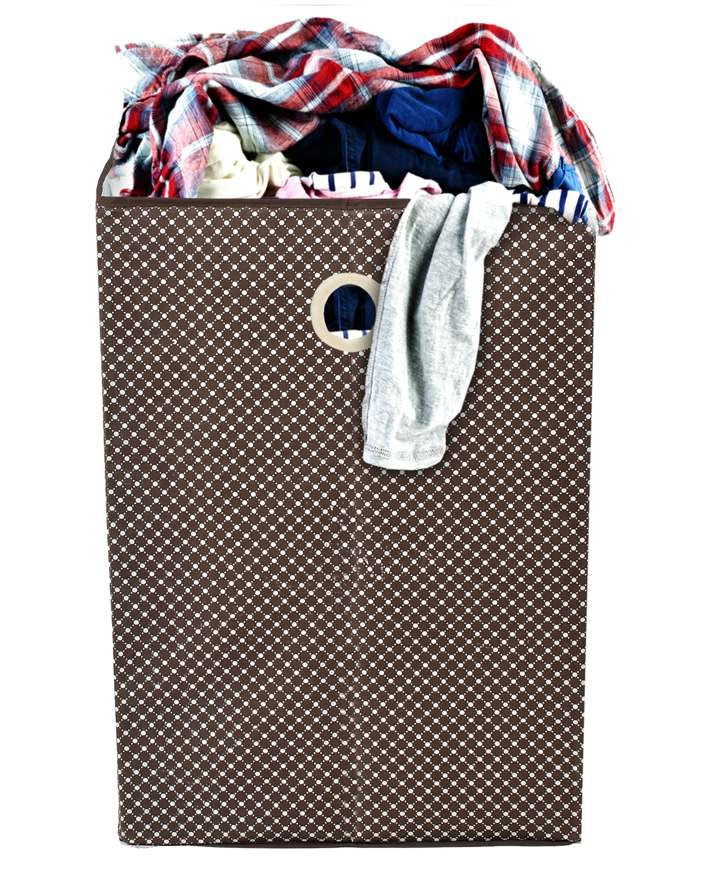 Kuber Industries Polka Dot Printed Cotton Foldable Large Laundry basket/Hamper With Handles (Maroon)-44KM0209