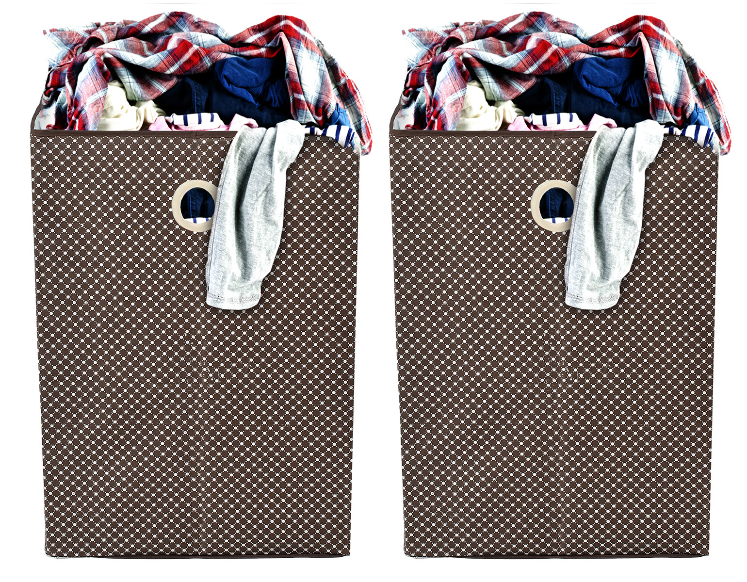 Kuber Industries Polka Dot Printed Cotton Foldable Large Laundry basket/Hamper With Handles (Maroon)-44KM0209