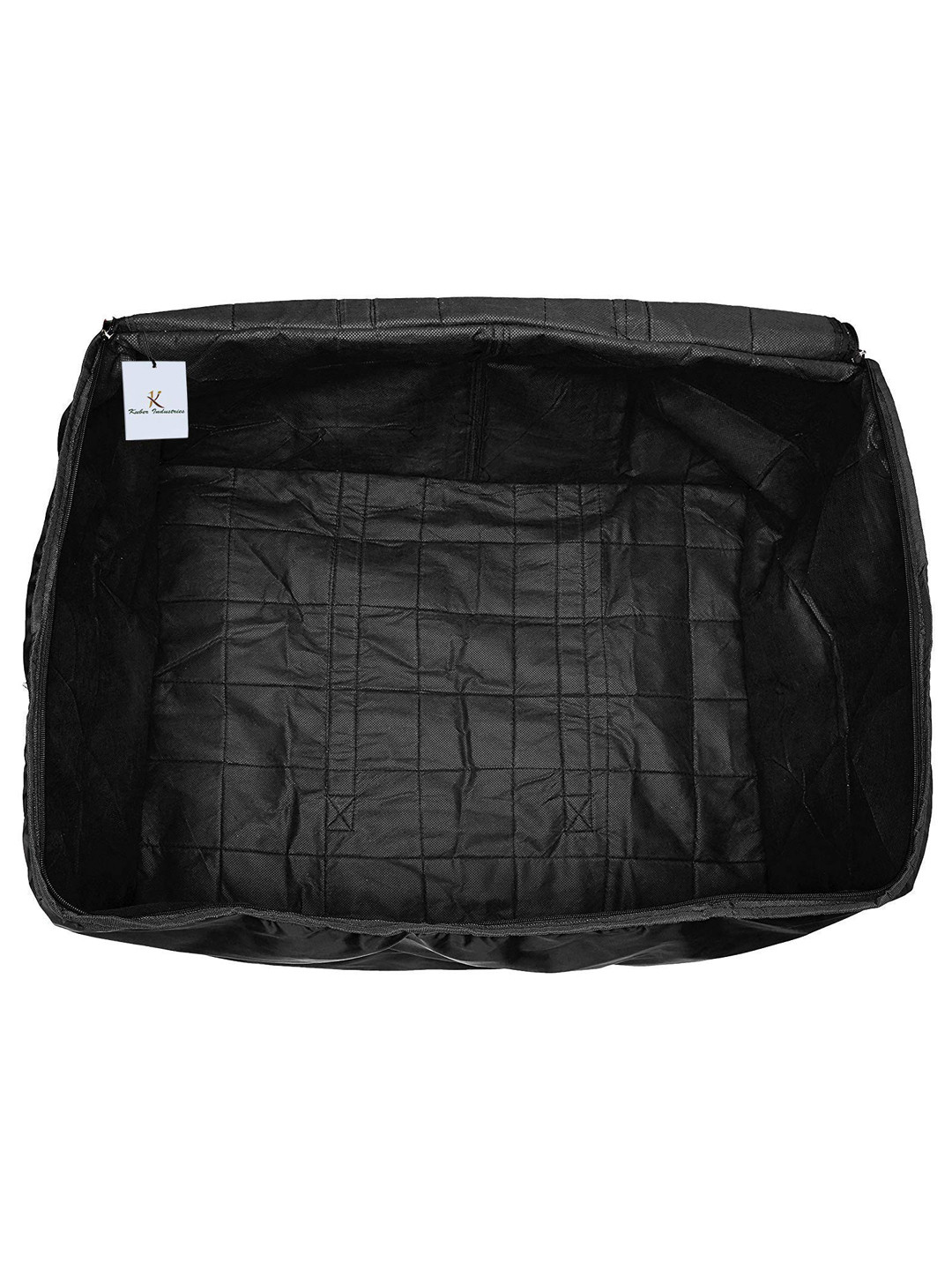 Kuber Industries Polka Dots Design Canvas Jumbo Underbed Moisture Proof Storage Bag with Zipper Closure and Handle (Black & White)
