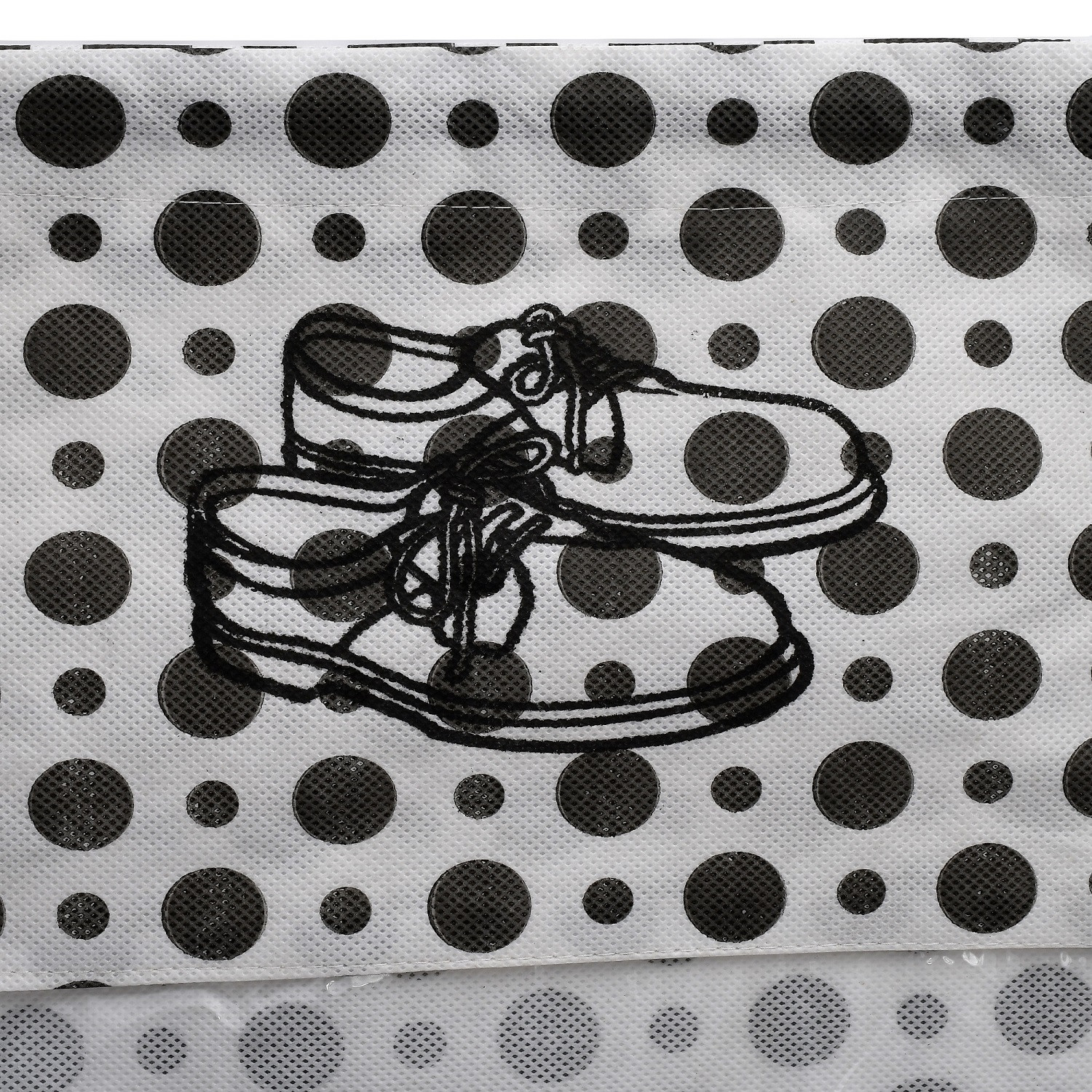 Kuber Industries Polka Dots Design Non Woven Travel Shoe Organizer Space Saving Fabric Storage Bags Organizer (Black & White)-KUBMART1026