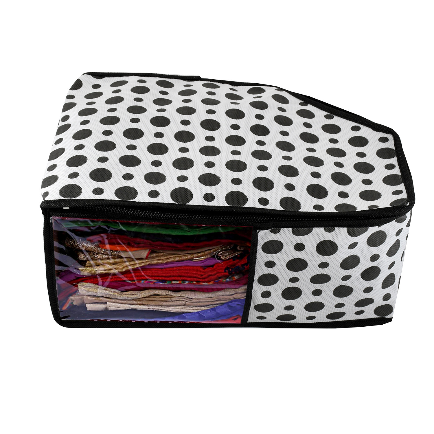 Kuber Industries Polka Dots Non Woven Blouse Cover Set (Black & White)  -CTKTC39388