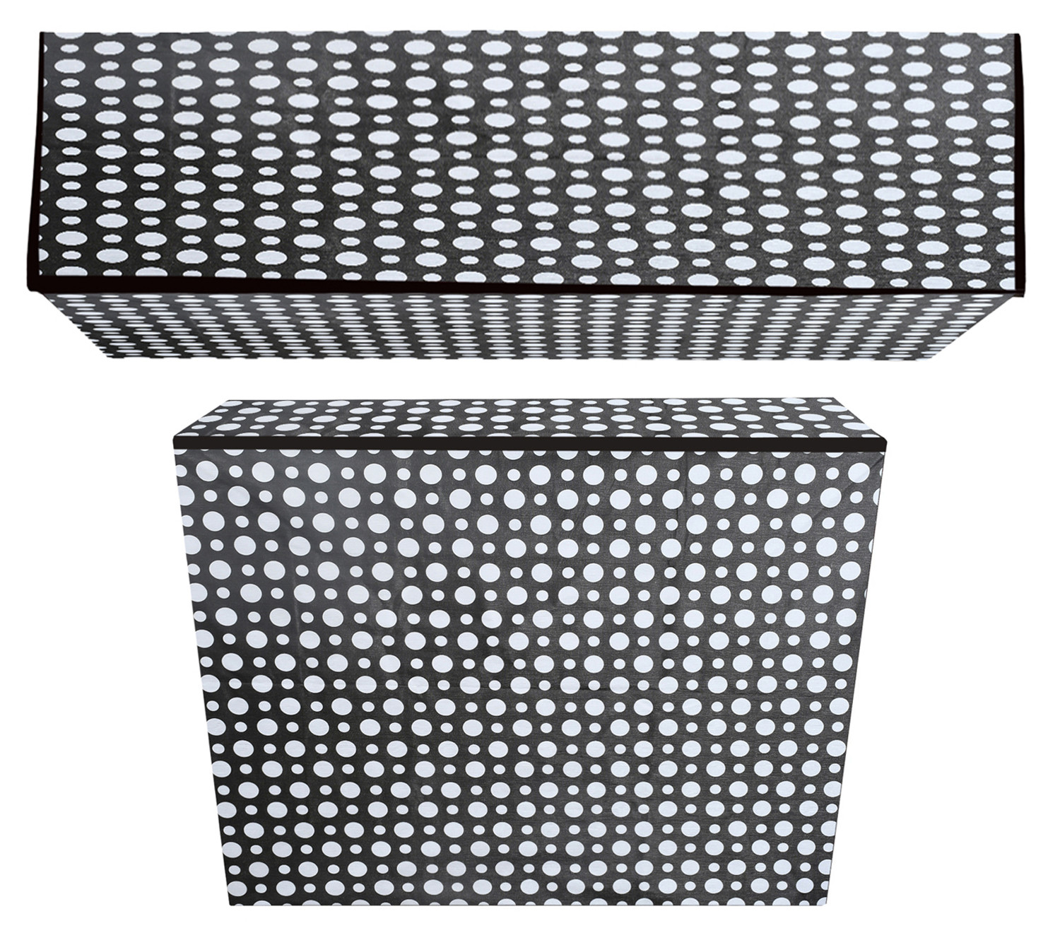 Kuber Industries Polka Dots Print PVC Air Conditioning Dust Cover Indoor and Outdoor Waterproof Folding Spilt Ac Cover Set 1.5 Ton AC (Black)