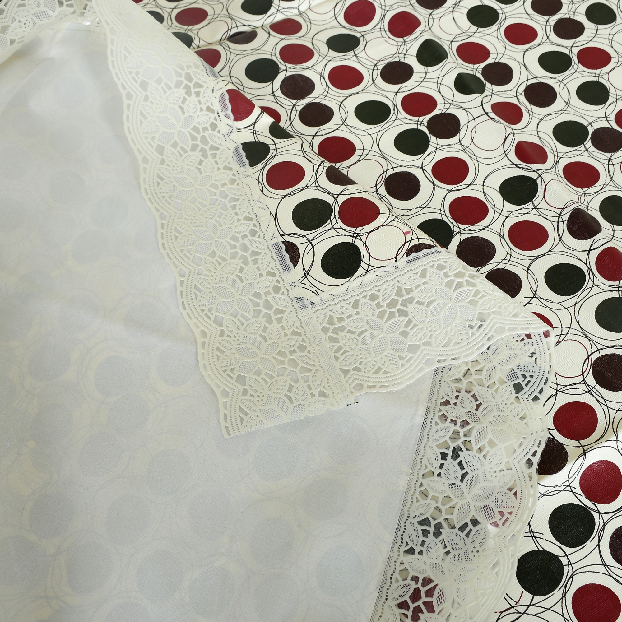 Kuber Industries Polka Dots Print Round Table Cover 60 Inch-Waterproof PVC Resistant Spillproof PVC Fabric Table Cover for Dining Room Kitchen Party (Brown)-KUBMRT11815