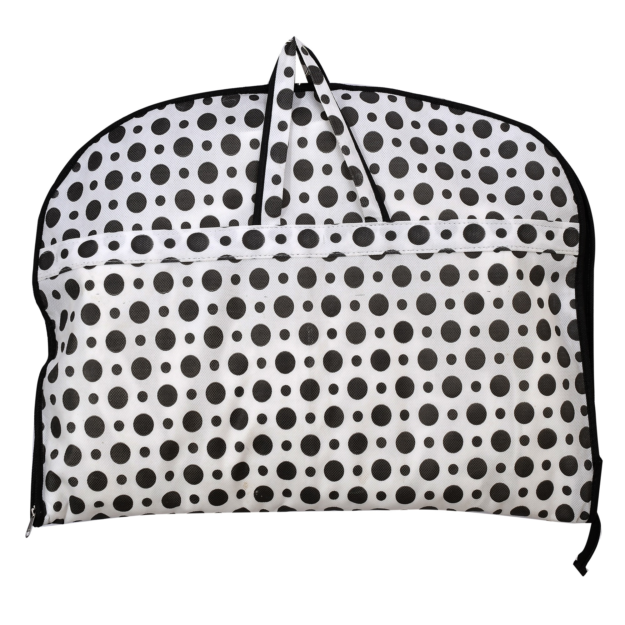 Kuber Industries Polka Dots Printed Foldable Non Woven Men's Coat Blazer Cover (Black & White)-KUBMART890