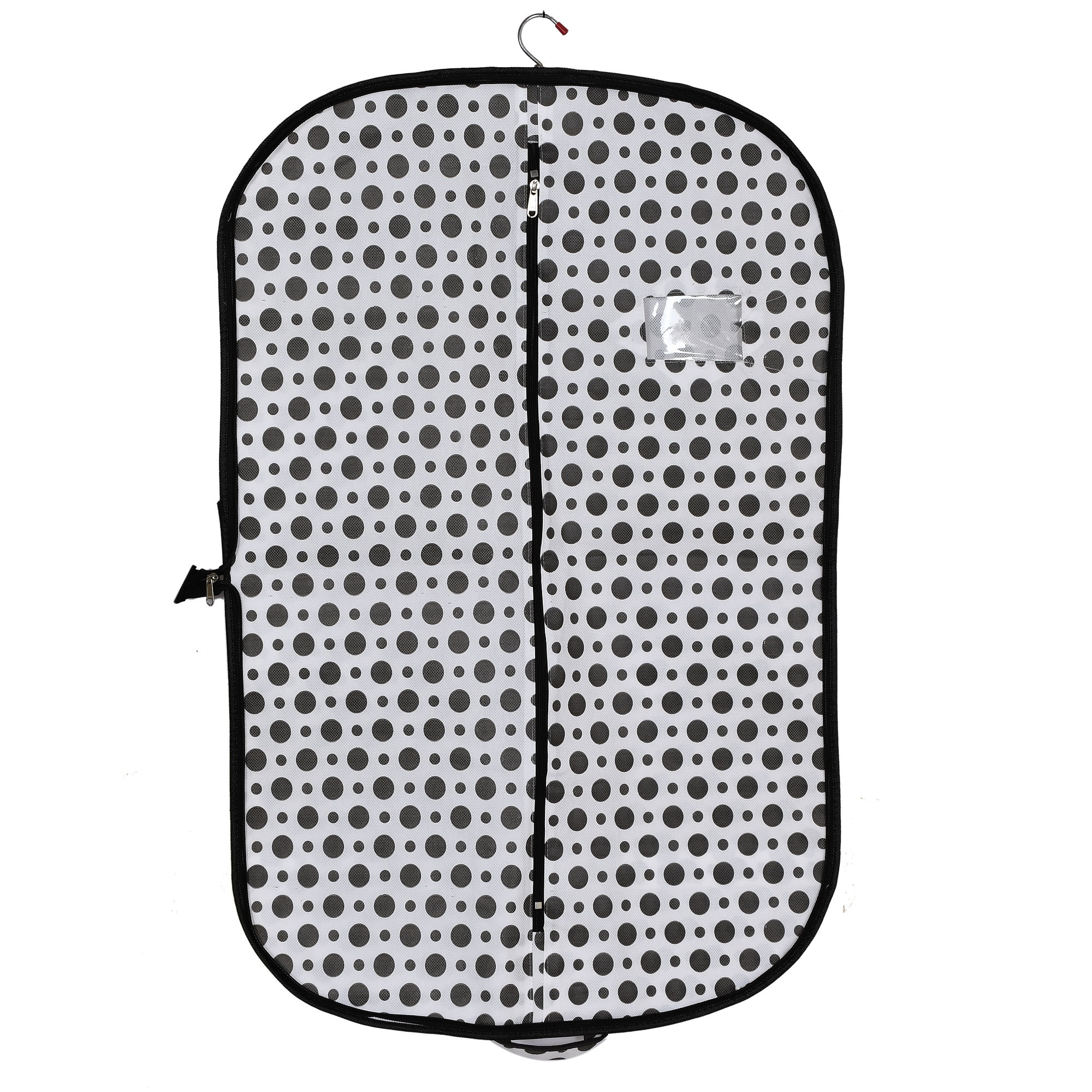 Kuber Industries Polka Dots Printed Foldable Non Woven Men's Coat Blazer Cover (Black & White)-KUBMART890