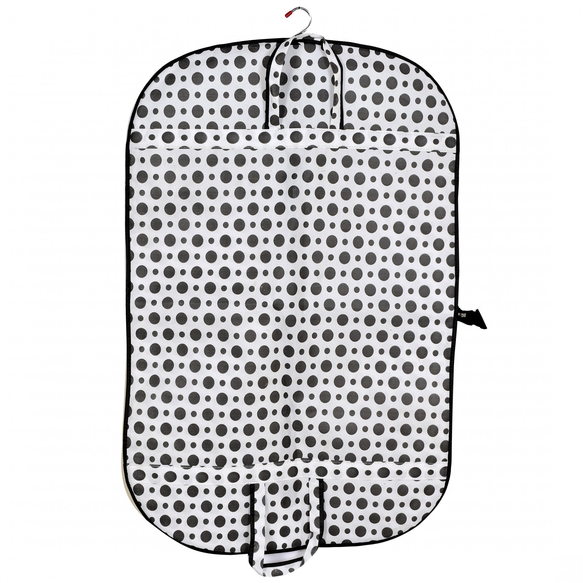 Kuber Industries Polka Dots Printed Foldable Non Woven Men's Coat Blazer Cover (Black & White)-KUBMART898