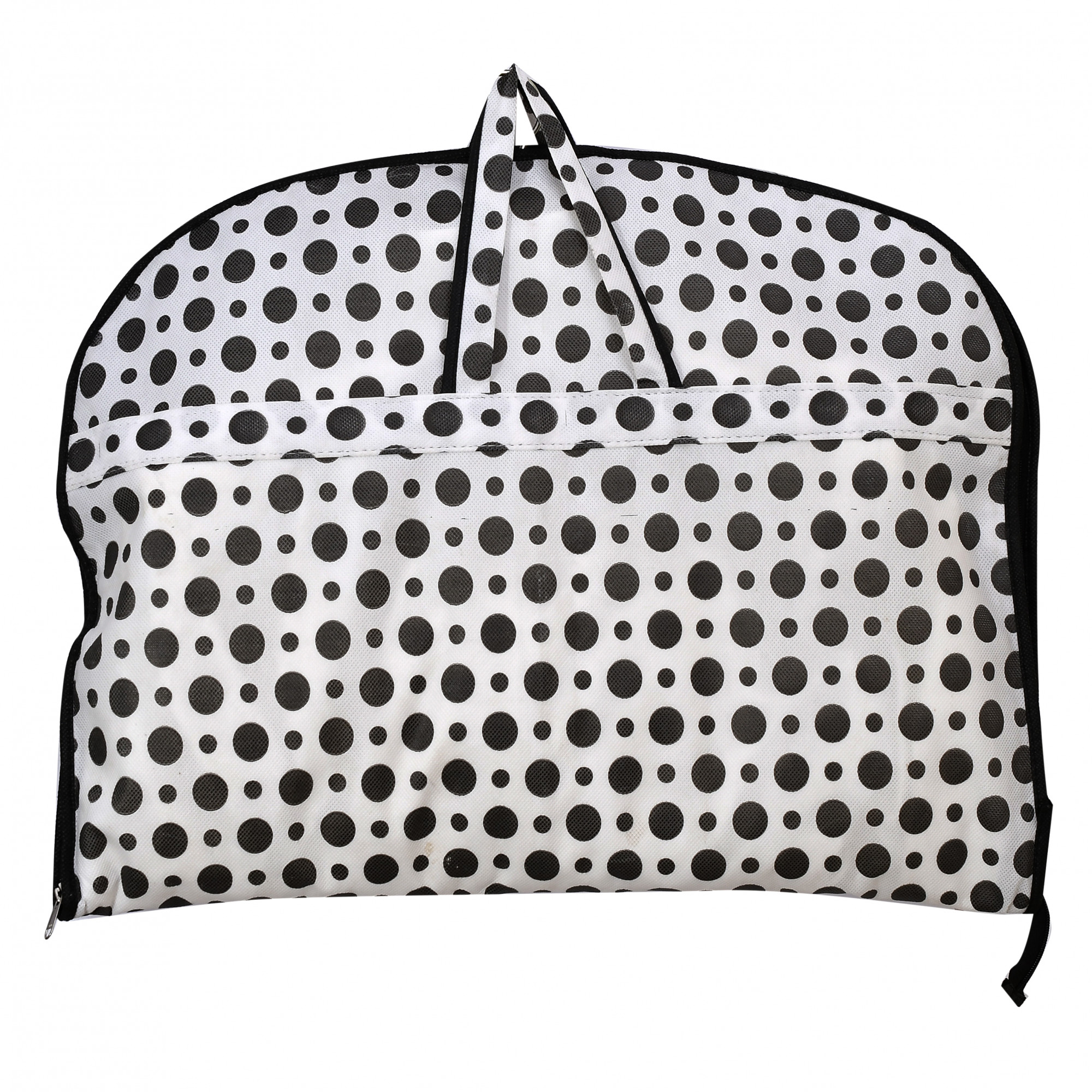 Kuber Industries Polka Dots Printed Foldable Non Woven Men's Coat Blazer Cover (Black & White)-KUBMART898