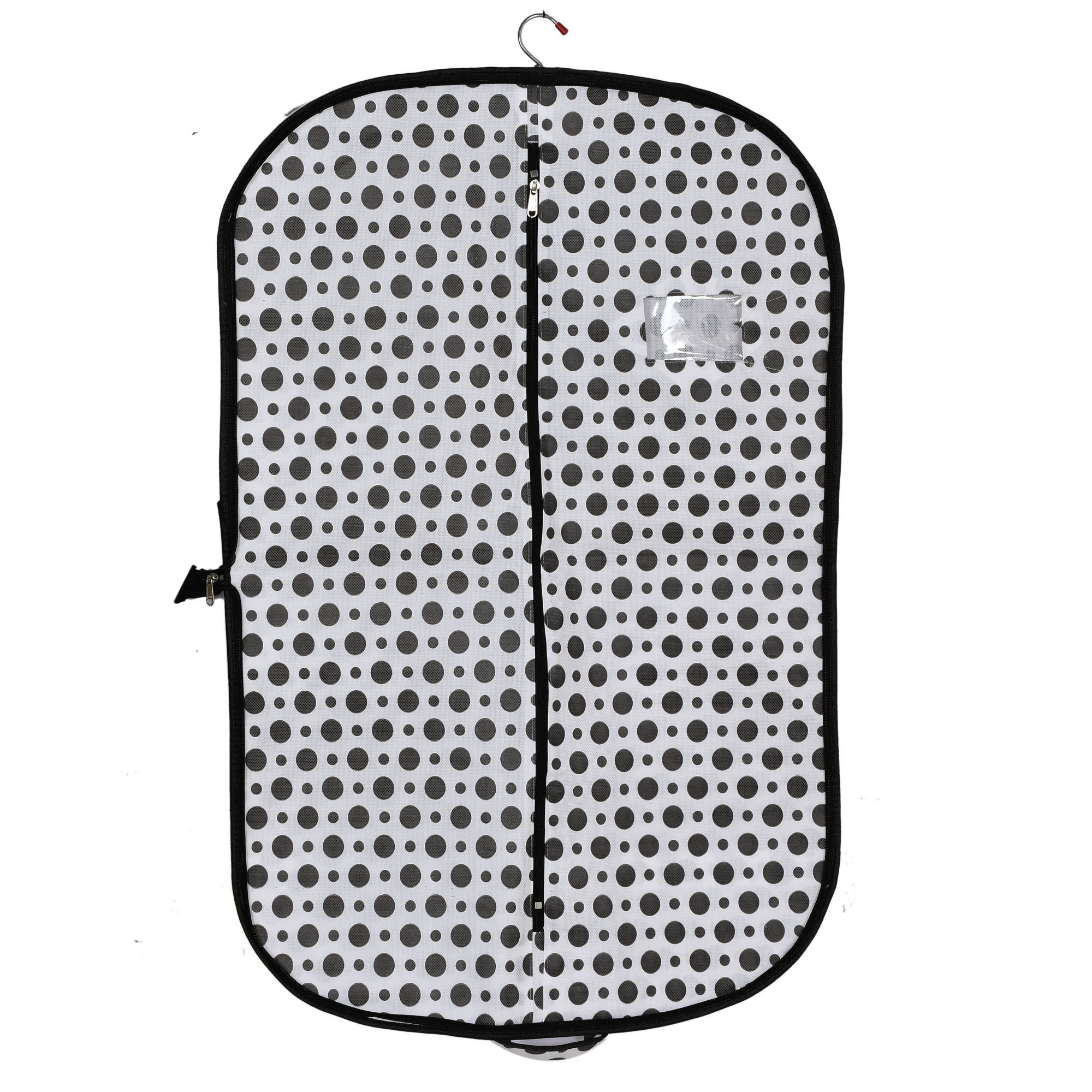 Kuber Industries Polka Dots Printed Foldable Non Woven Men's Coat Blazer Cover (Black & White)-KUBMART898