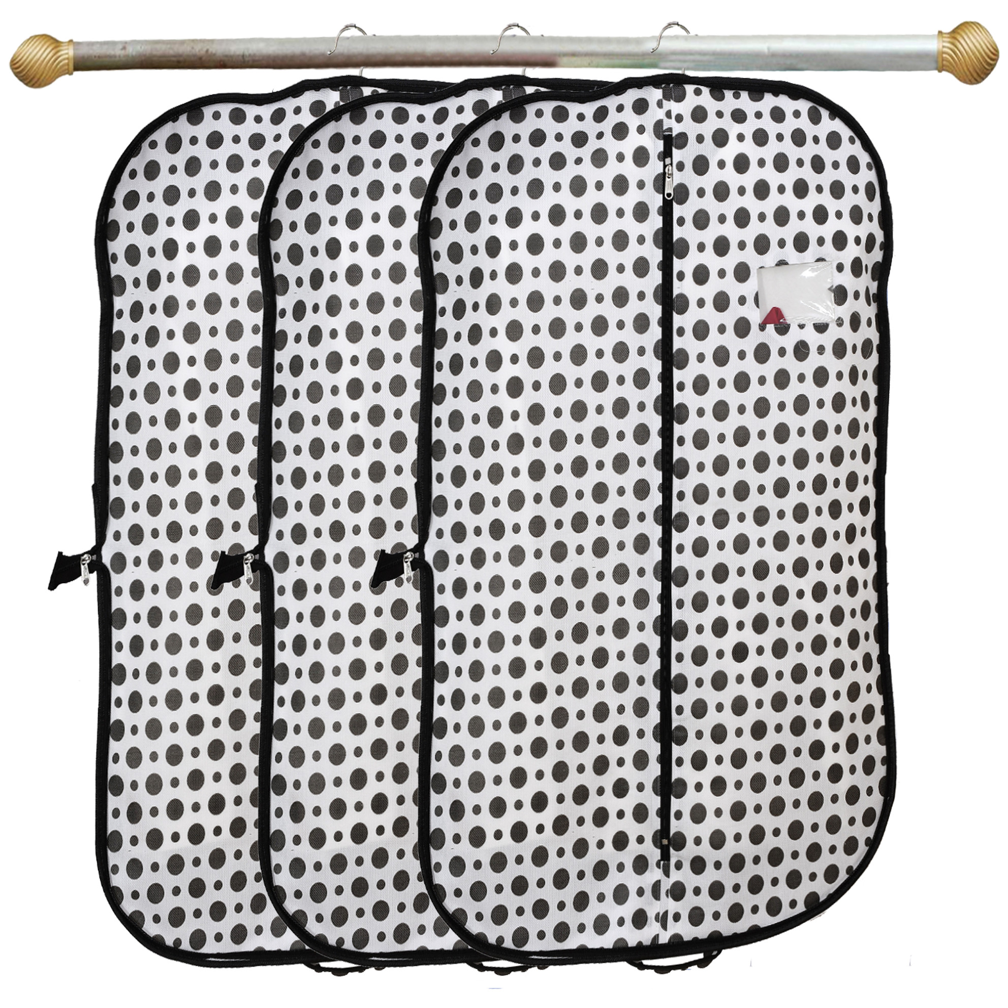 Kuber Industries Polka Dots Printed Foldable Non Woven Men's Coat Blazer Cover (Black & White)-KUBMART898