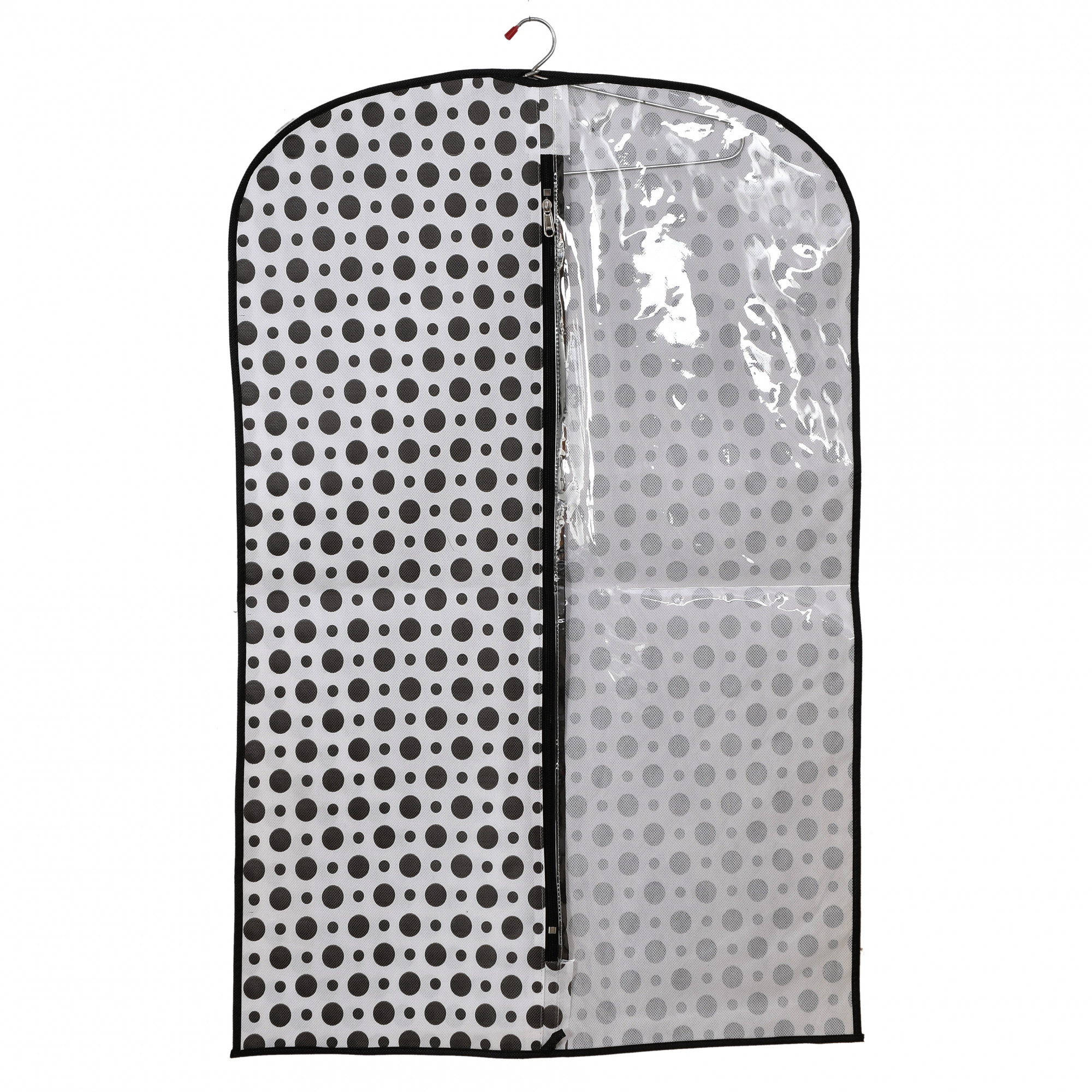 Kuber Industries Polka Dots Printed Half Transparent Non Woven Men's Coat Blazer Cover (Black & White)-KUBMART882