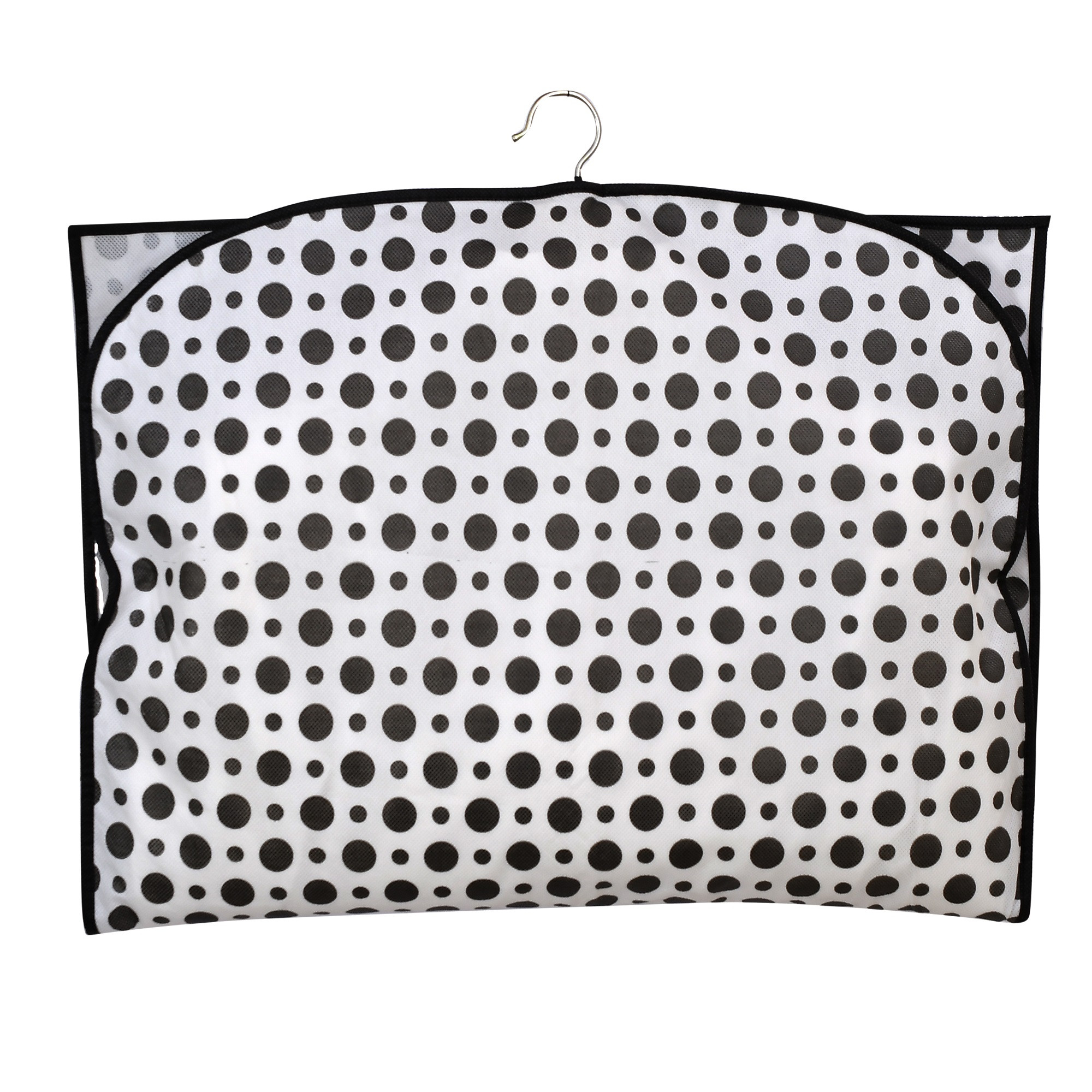 Kuber Industries Polka Dots Printed Half Transparent Non Woven Men's Coat Blazer Cover (Black & White)-KUBMART882