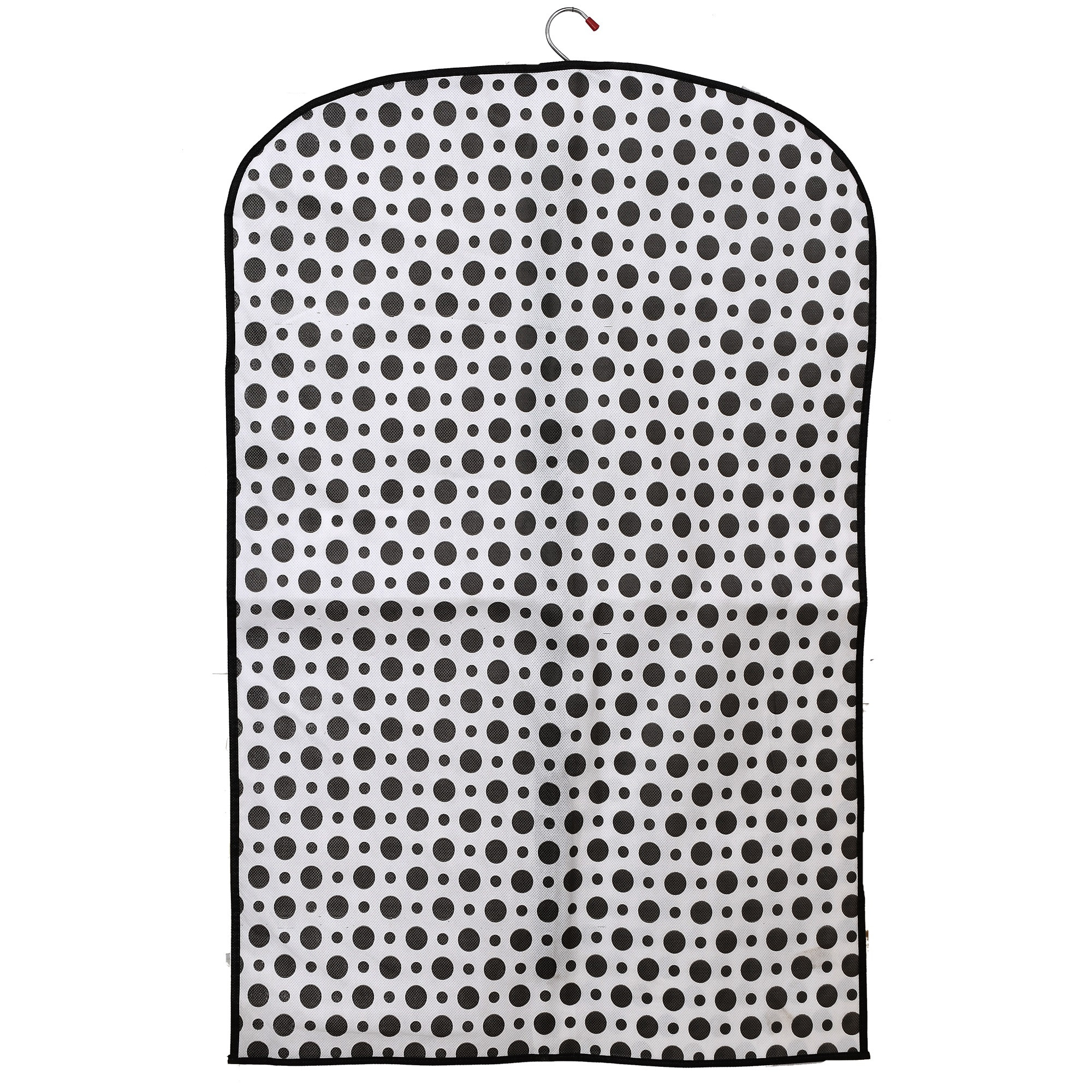 Kuber Industries Polka Dots Printed Half Transparent Non Woven Men's Coat Blazer Cover (Black & White)-KUBMART882