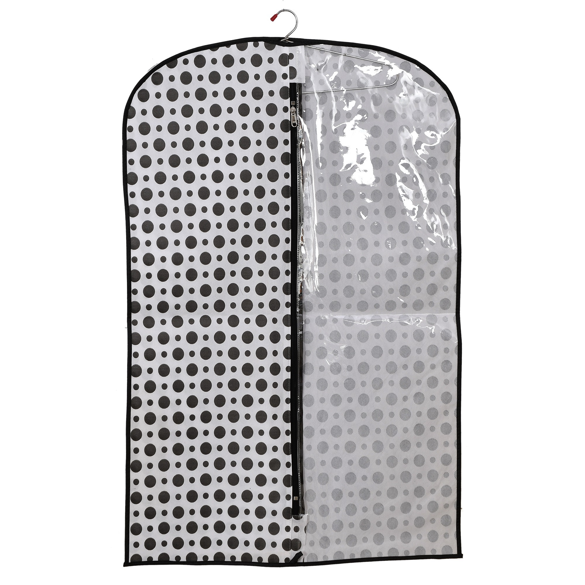 Kuber Industries Polka Dots Printed Half Transparent Non Woven Men's Coat Blazer Cover (Black & White)-KUBMART882