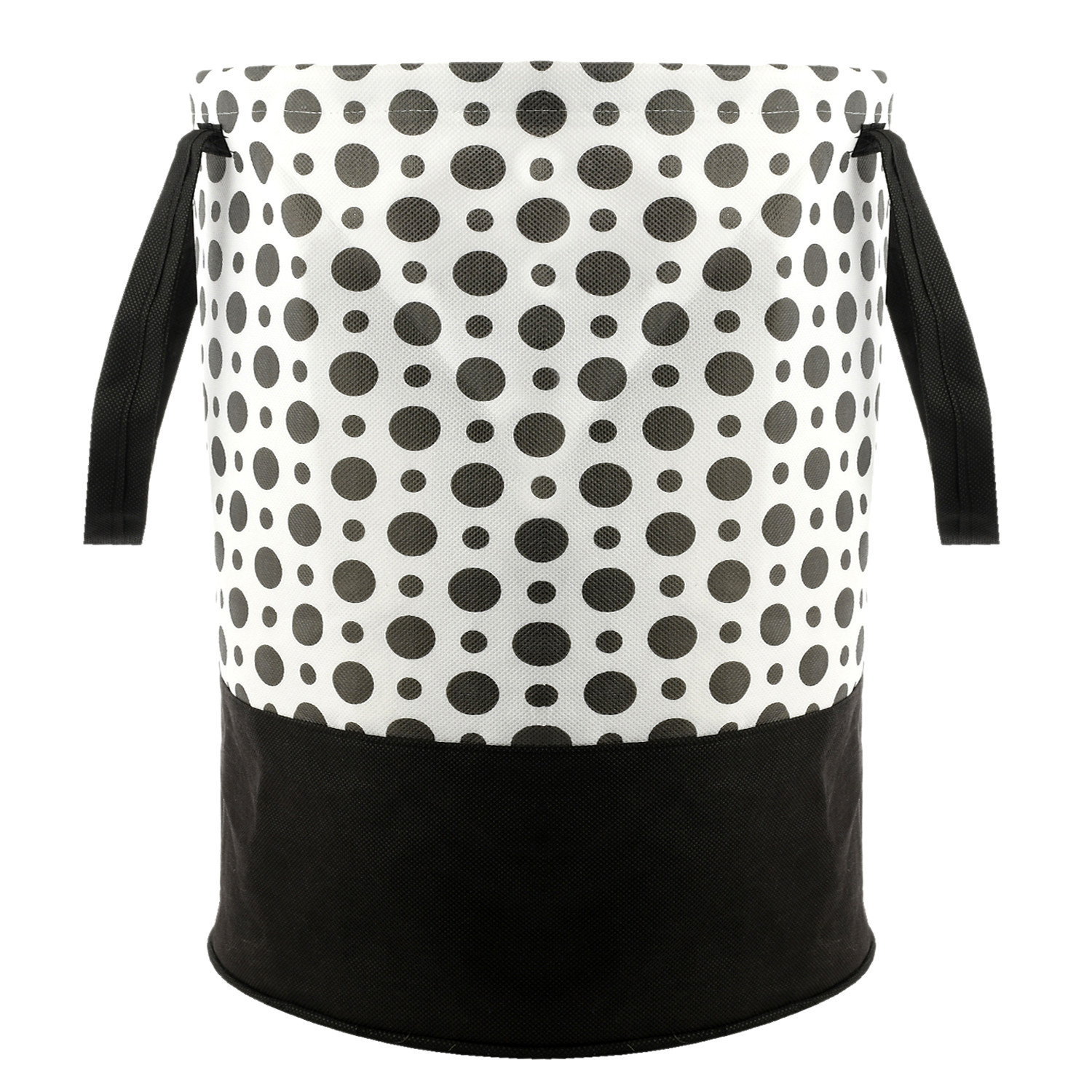 Kuber Industries Polka Dots Printed Waterproof Canvas Laundry Bag, Toy Storage, Laundry Basket Organizer 45 L (Black & White)