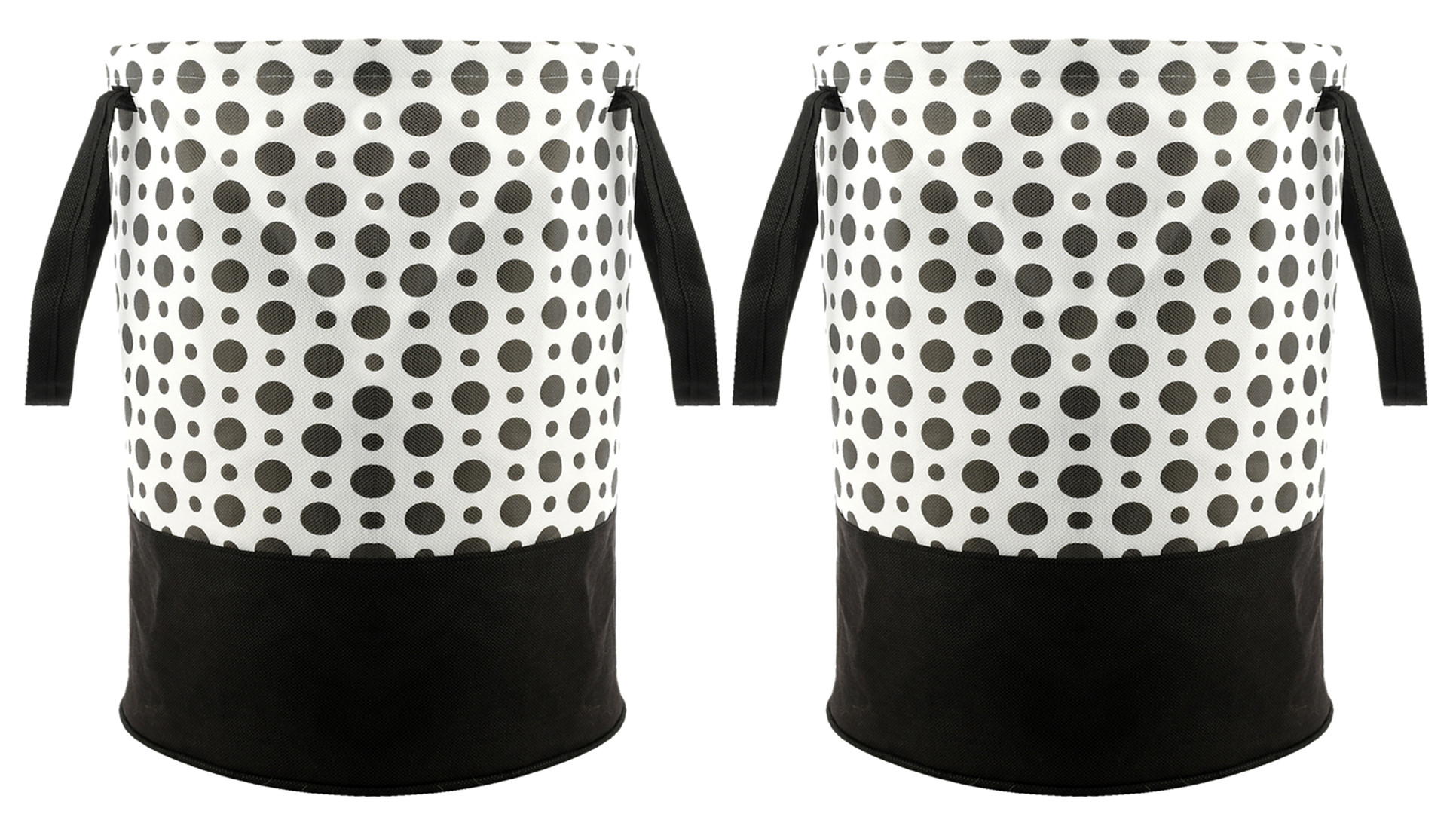 Kuber Industries Polka Dots Printed Waterproof Canvas Laundry Bag, Toy Storage, Laundry Basket Organizer 45 L (Black & White)