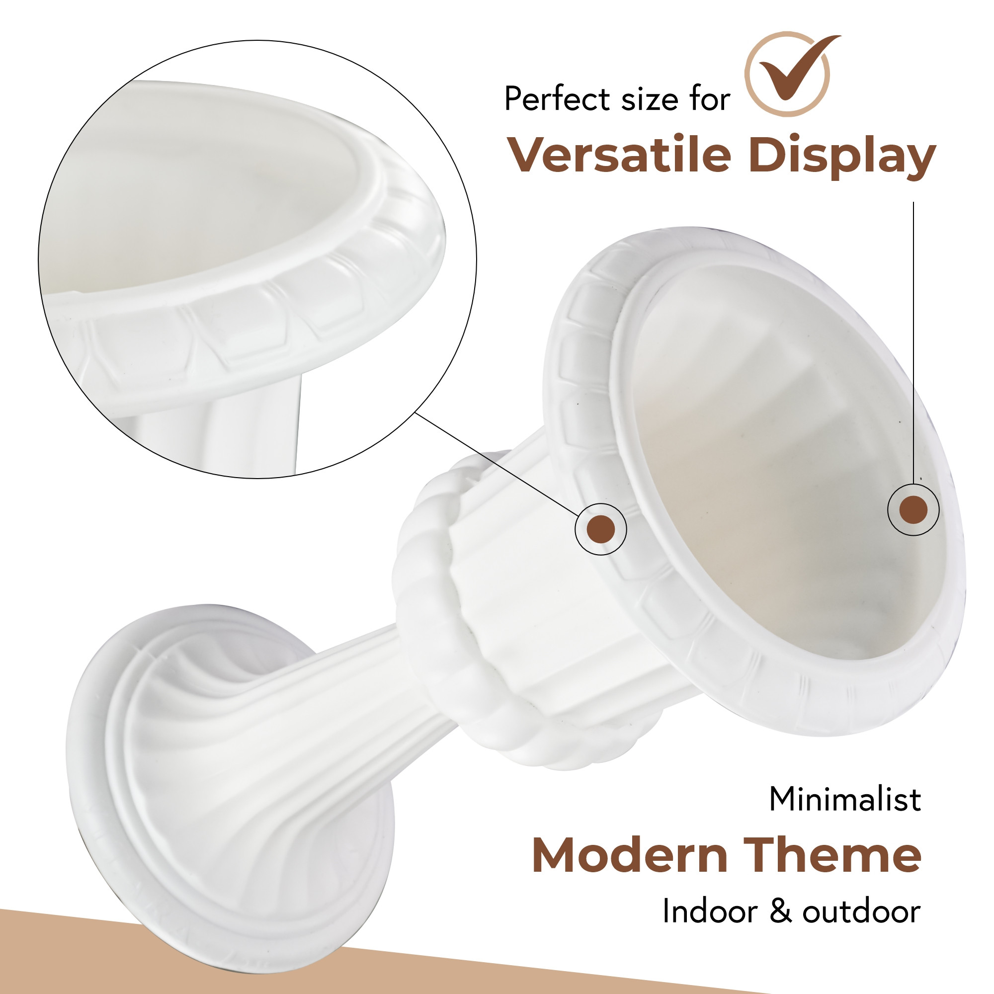 Kuber Industries Poly Fiber 13 Inch Aesthetic Flower Vase Long for Living Room and Center Table Bedroom  White Vase for Home Decoration and Centerpiece for Office Desk Decor  Victory Shape