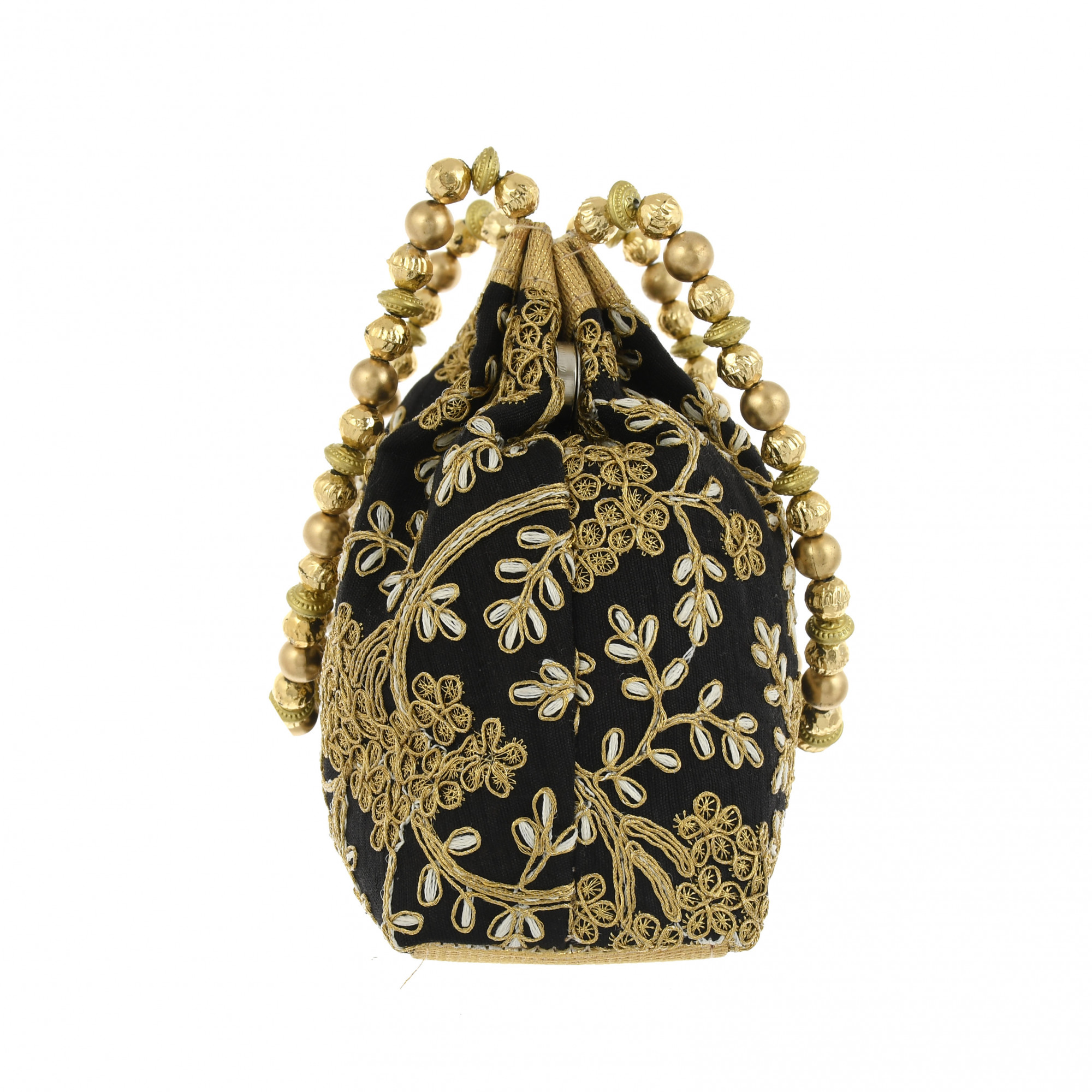 Kuber Industries Polyester 2 Pieces Embroidered Potli Batwa Pouch Bag for Women (Peach & Black)