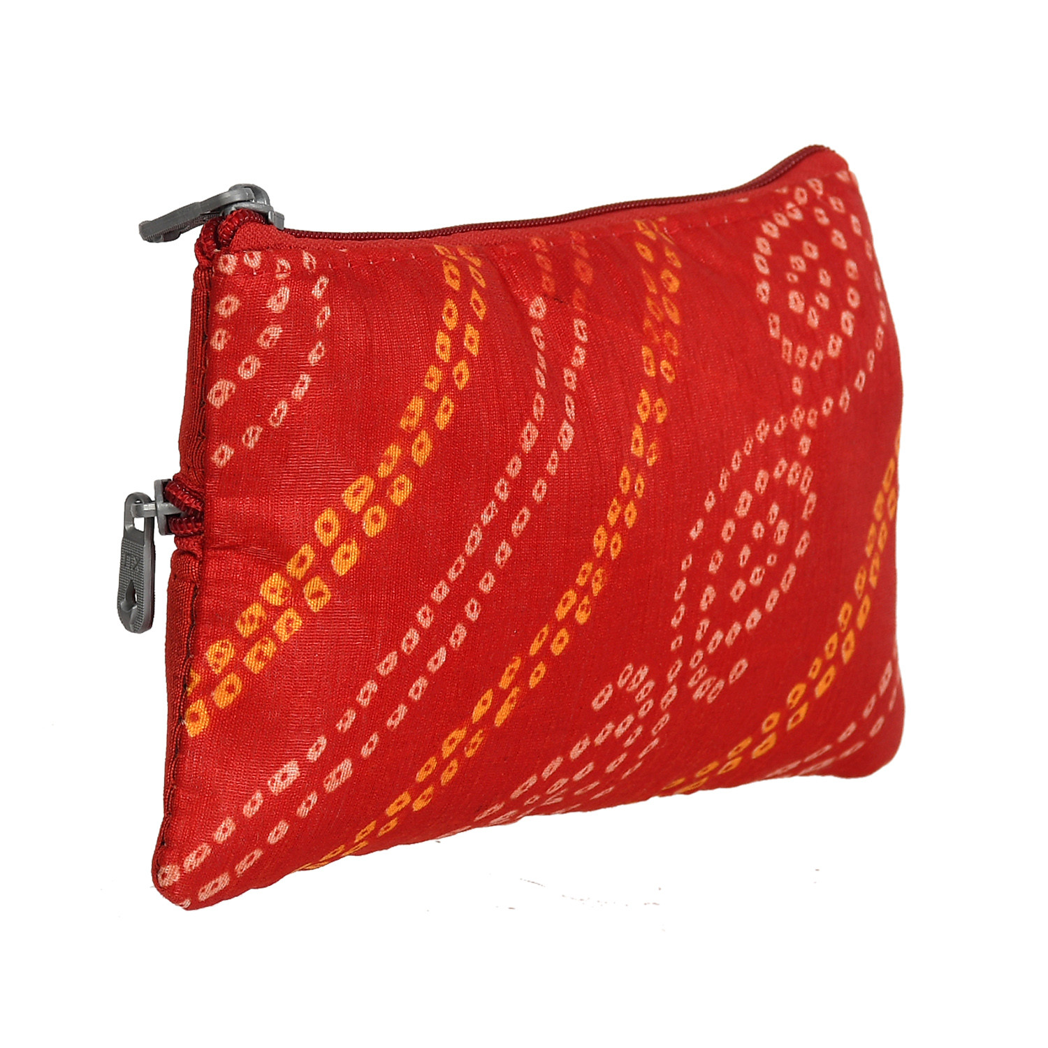 Kuber Industries Polyester Bandhani Print Purse For Woman/Girl Set Of 2 (Red) 54KM4344