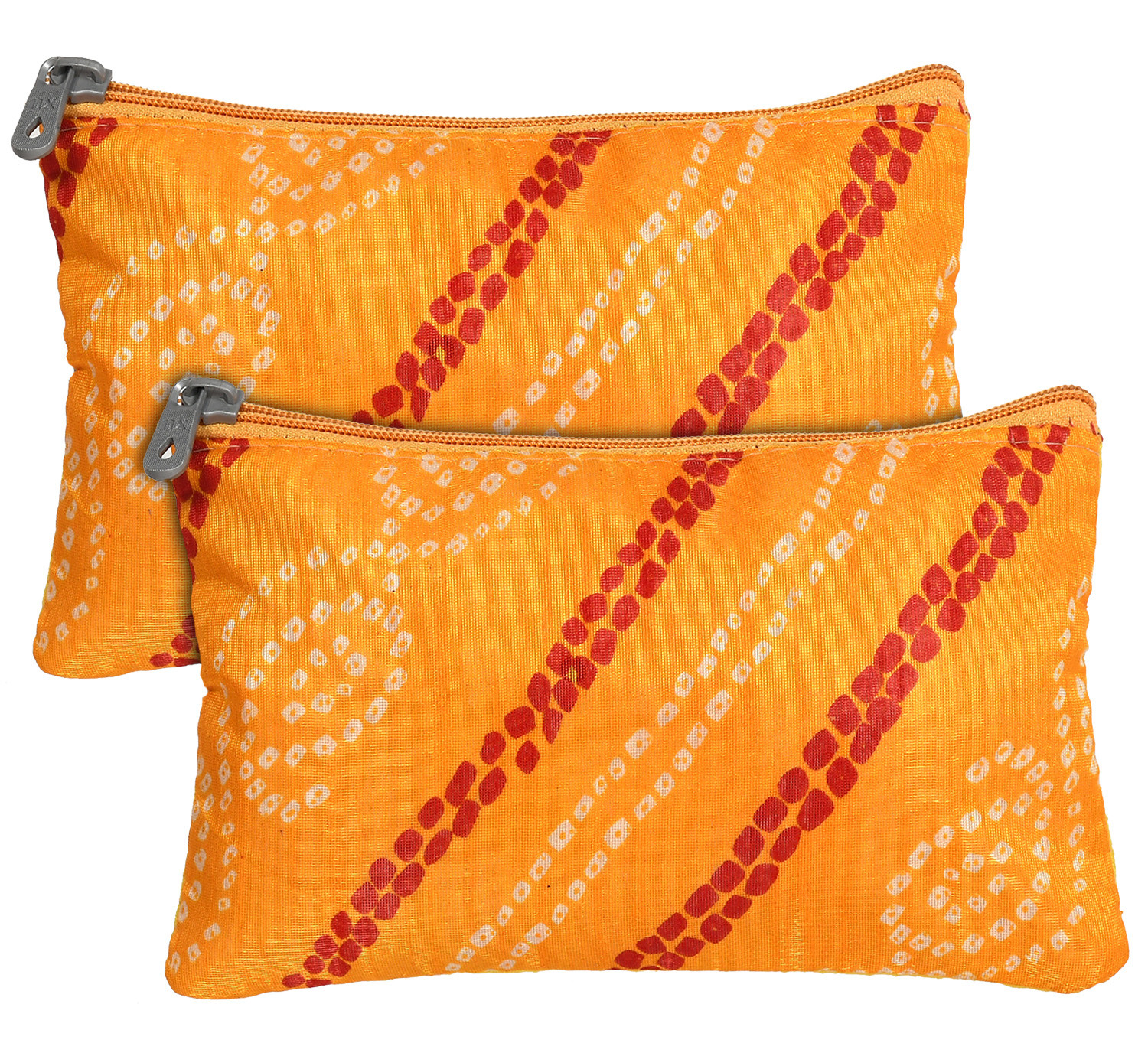 Kuber Industries Polyester Bandhani Print Purse For Woman/Girl Set Of 2 (Yellow) 54KM4345