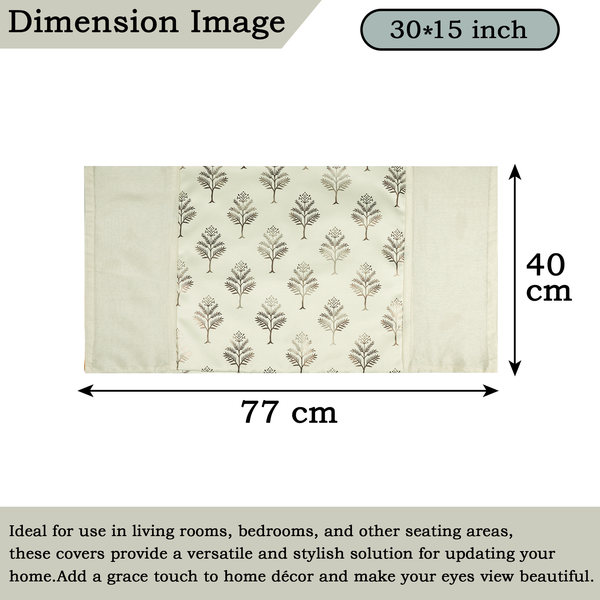 Kuber Industries Polyester Bolster Cover Set of 2 with Drawstring Closure for Living Room  Diwan and Bedside Round Masand Pillow Cover for Home Decor and Lounge Use  Golden Tree - Cream