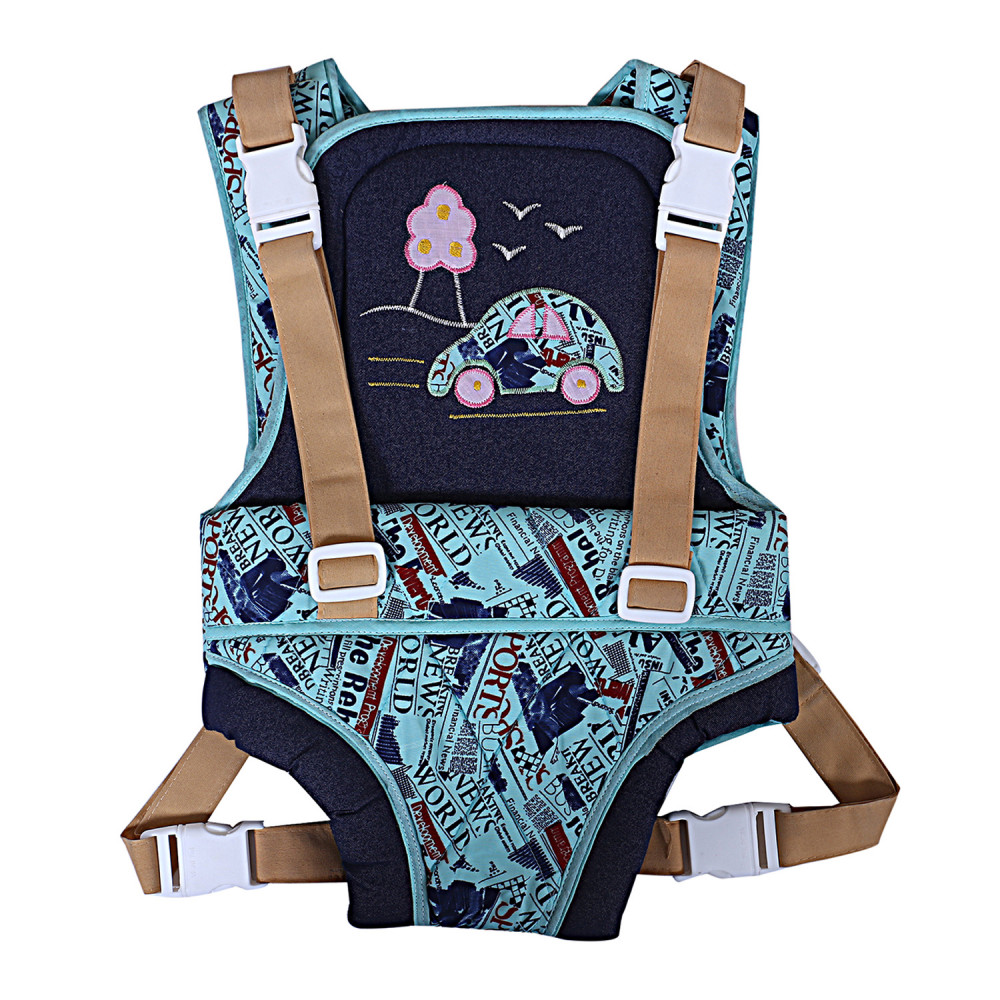 Kuber Industries Polyester Clippings Alphabet Print Adjustable Baby Carrier Bag pack for Infants (Mint Green)