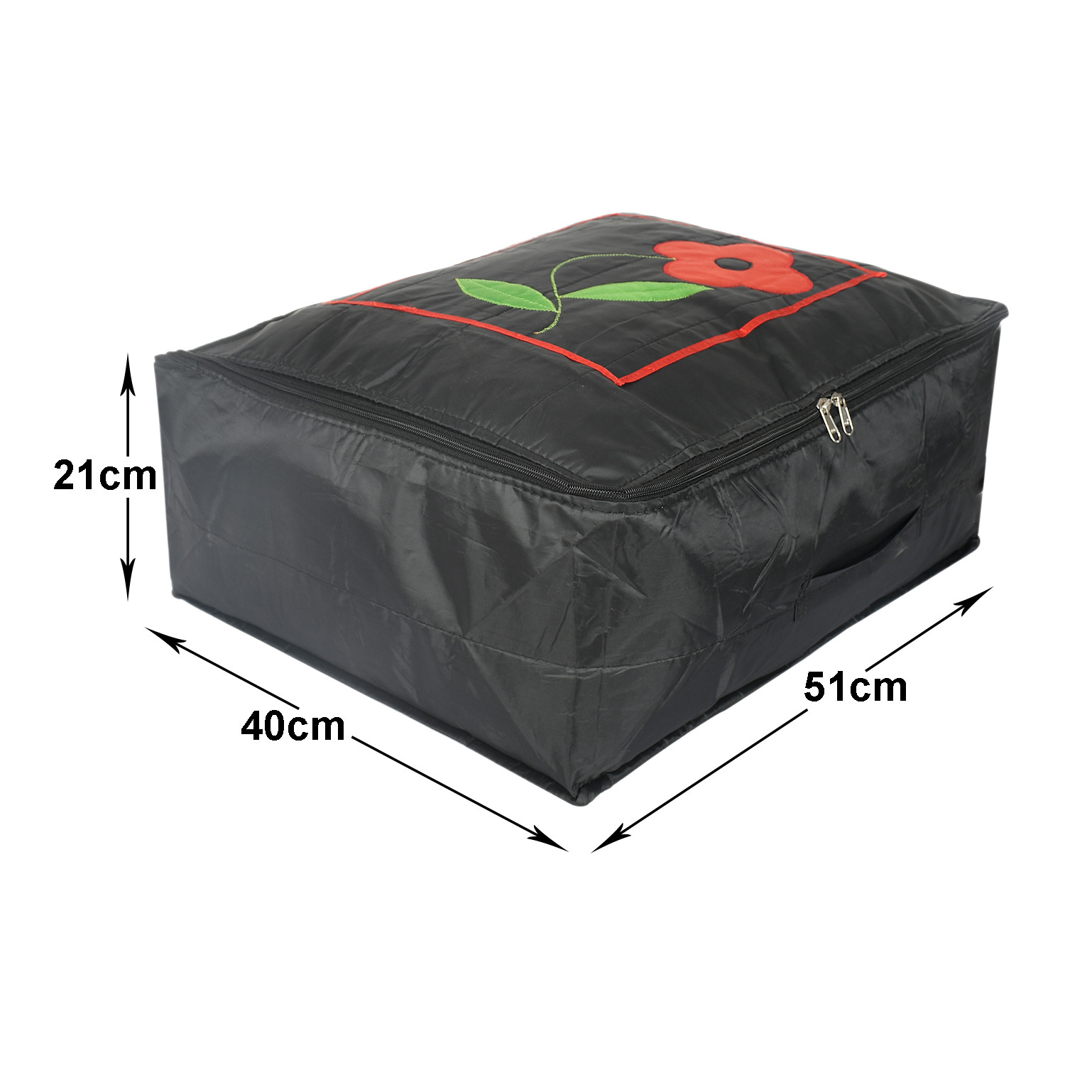 Kuber Industries Polyester Clothes Storage Bag for Travel|Moisture Proof & Foldable|Flower Pattern Wardrobe Organizer Large Size (Black)