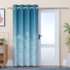 Polyester Curtains for Door 7 Feet with 8 Grommets | Soft &amp; Fade-Resistant Home Decor Light Filtering Curtain for Living Room and Bedroom | Digital Matki Flower - Blue
