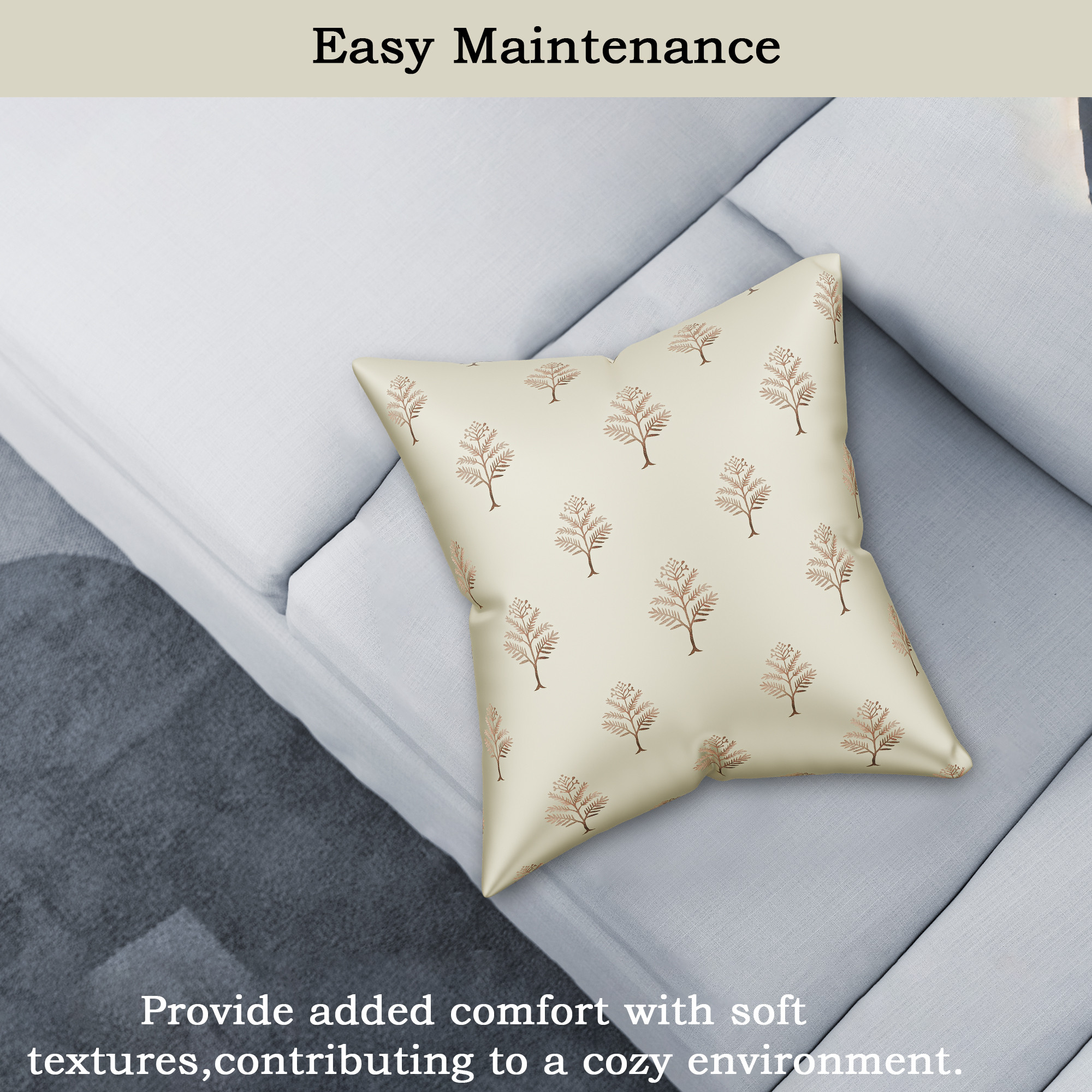 Kuber Industries Polyester Cushion Cover 16 Inch x 16 Inch Set of 5 with Zip Closure  Decorative Throw Pillow Square Cushion Cover for Sofa Set Bedroom and Living Room  Golden Tree - Multicolor