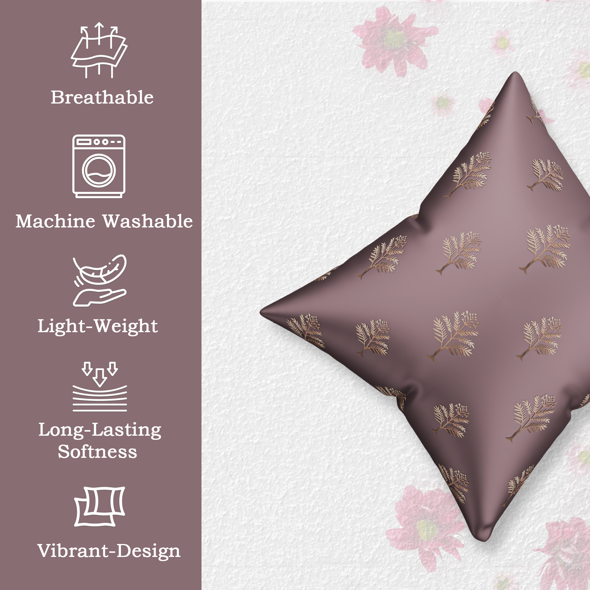 Kuber Industries Polyester Cushion Cover 16 Inch x 16 Inch Set of 5 with Zip Closure  Decorative Throw Pillow Square Cushion Cover for Sofa Set Bedroom and Living Room  Golden Tree - Multicolor