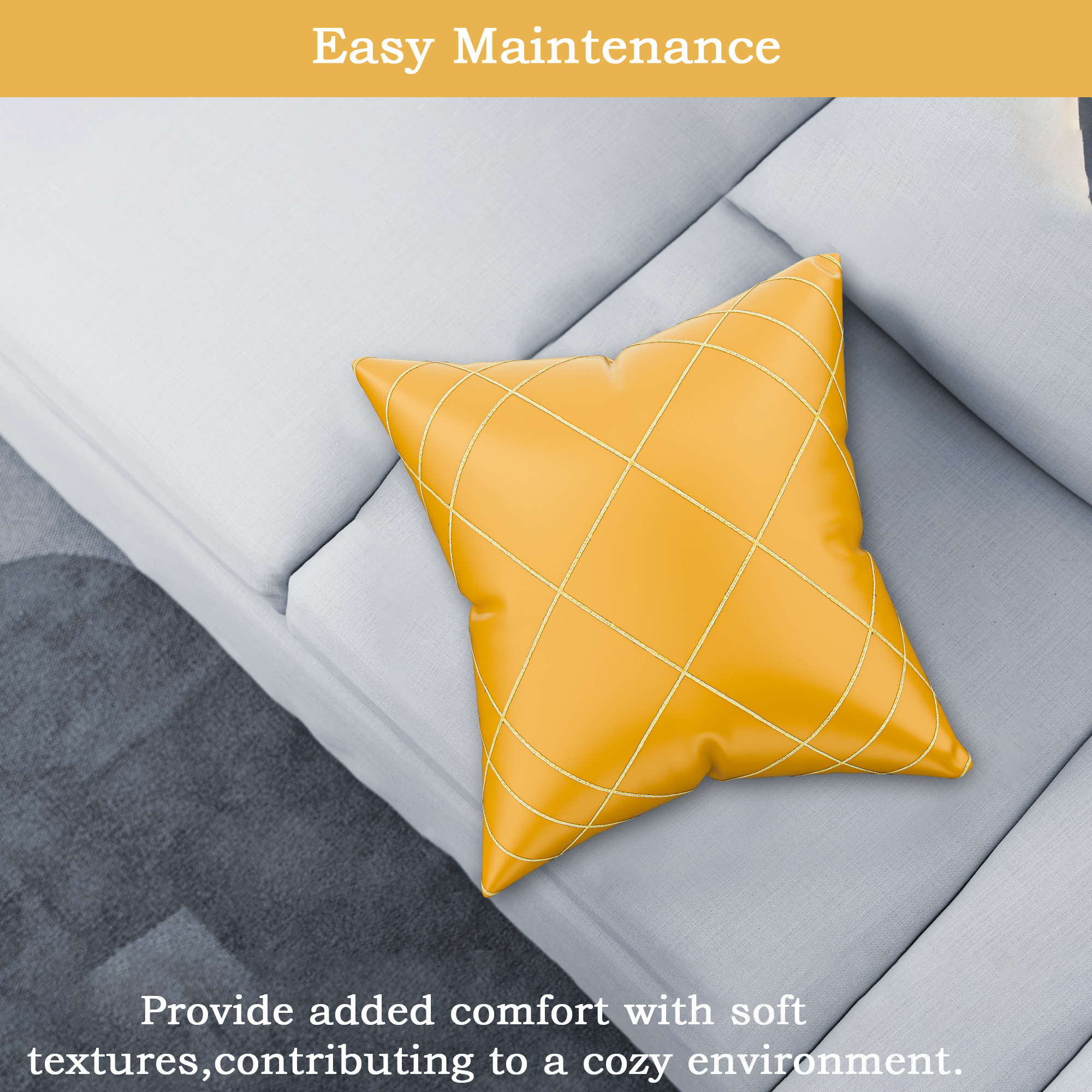 Kuber Industries Polyester Cushion Cover 16 Inch x 16 Inch Set of 5 with Zip Closure  Decorative Throw Pillow Cushion Cover for Sofa Set Bedroom and Living Room  9 Box Check - Yellow