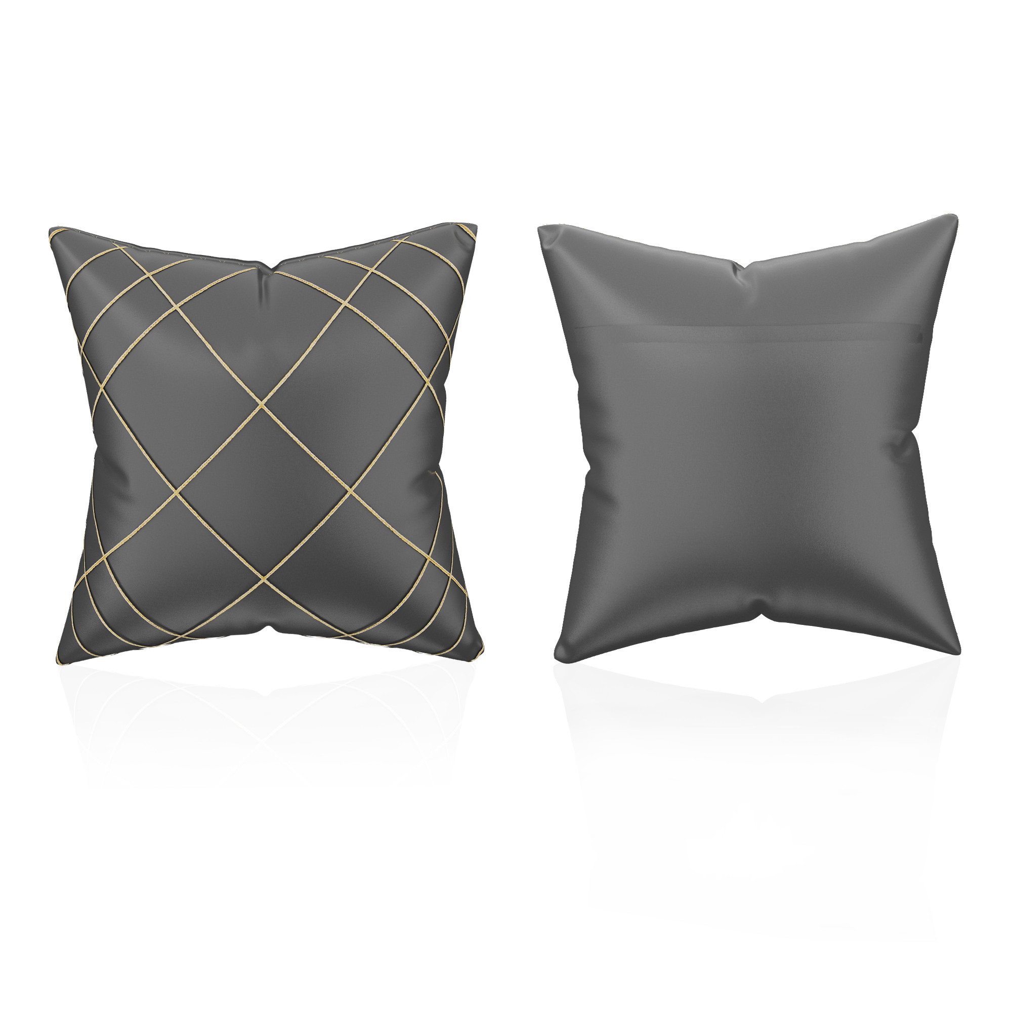 Kuber Industries Polyester Cushion Cover 16 Inch x 16 Inch Set of 5 with Zip Closure  Decorative Throw Pillow Cushion Cover for Sofa Set Bedroom and Living Room  9 Box Check - Grey