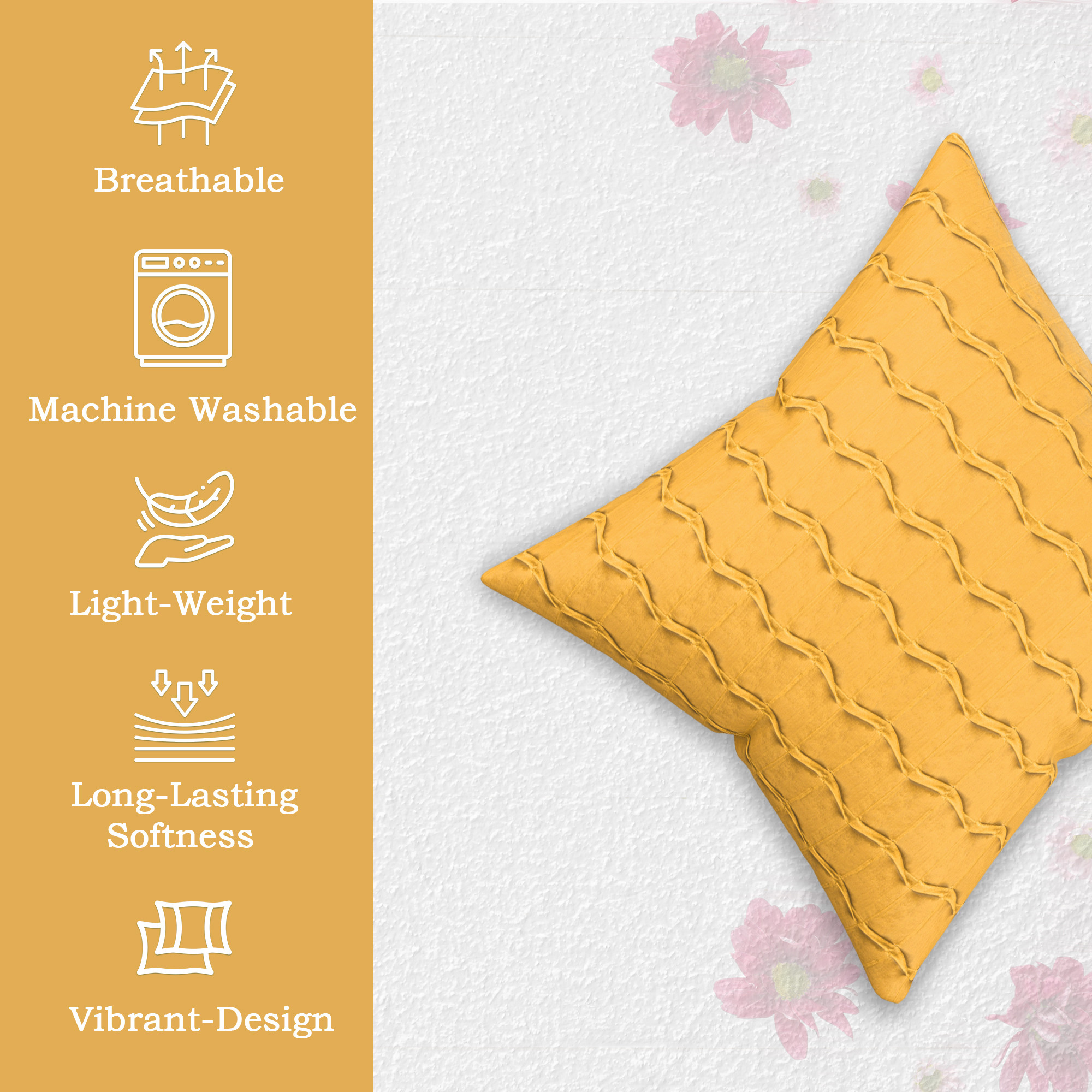 Kuber Industries Polyester Cushion Cover 16 Inch x 16 Inch Set of 5 with Zip Closure  Decorative Throw Pillow Cushion Cover for Sofa Set Bedroom and Living Room  7 Wave - Multicolor