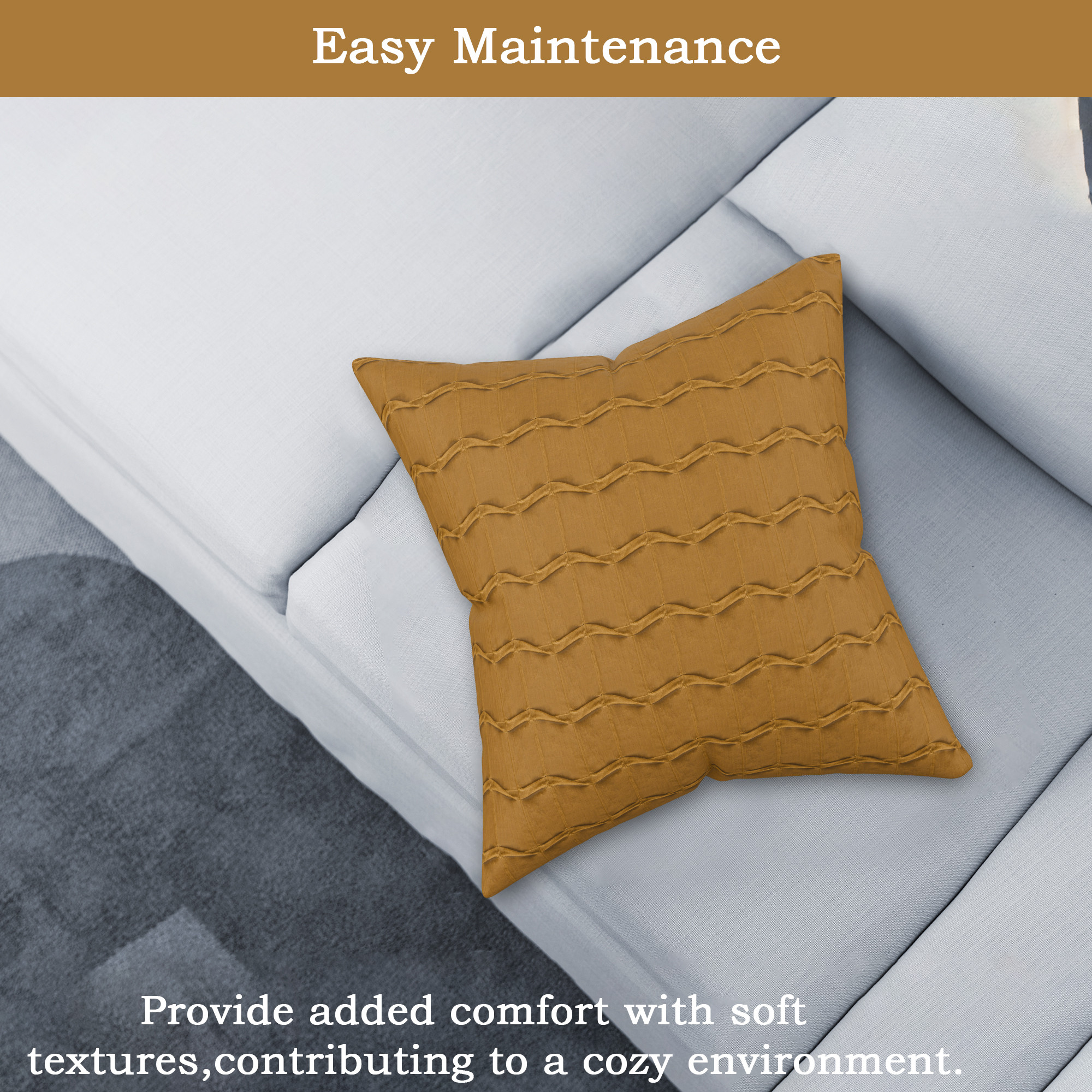 Kuber Industries Polyester Cushion Cover 16 Inch x 16 Inch Set of 5 with Zip Closure  Decorative Throw Pillow Cushion Cover for Sofa Set Bedroom and Living Room  7 Wave - Light Coffee