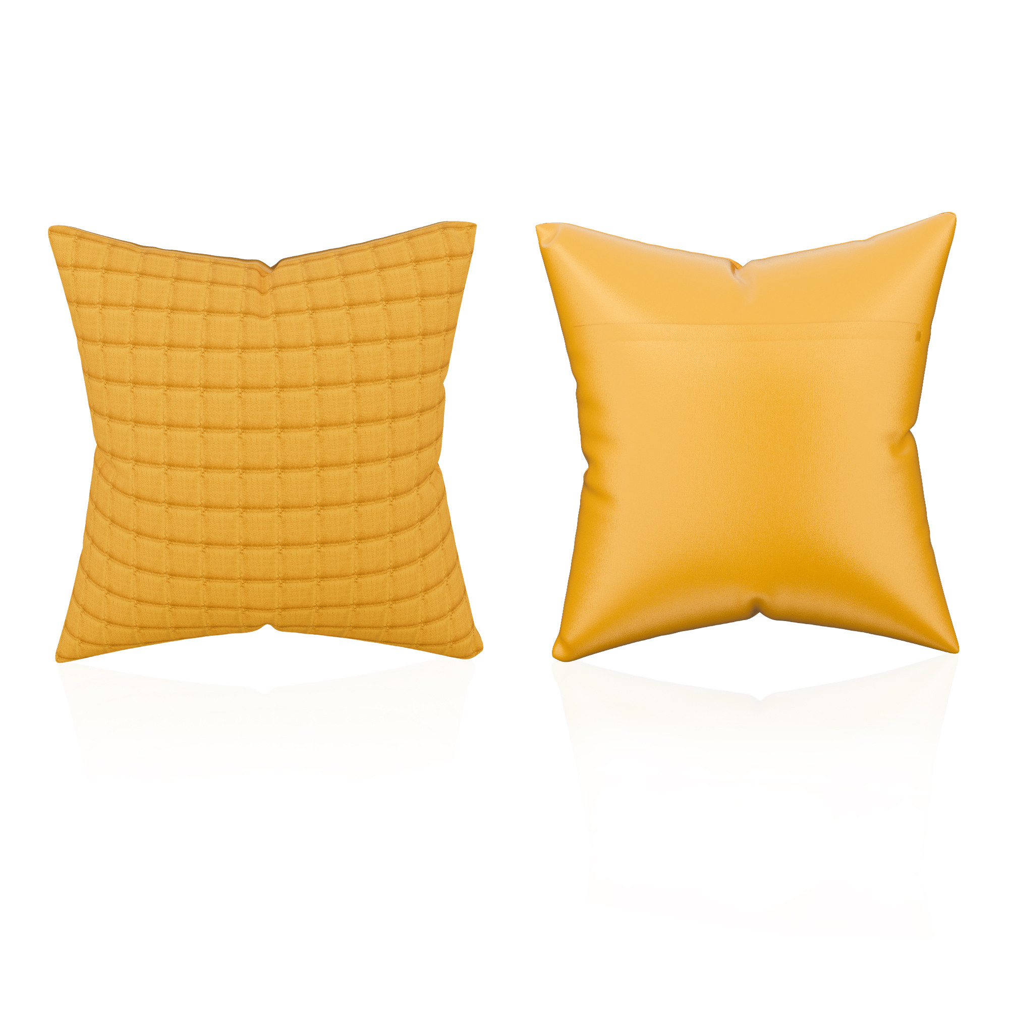 Kuber Industries Polyester Cushion Cover 16 Inch x 16 Inch Set of 5 with Zip Closure  Decorative Throw Pillow Cushion Cover for Sofa Set Bedroom and Living Room  Plain Check Quilted - Mustard