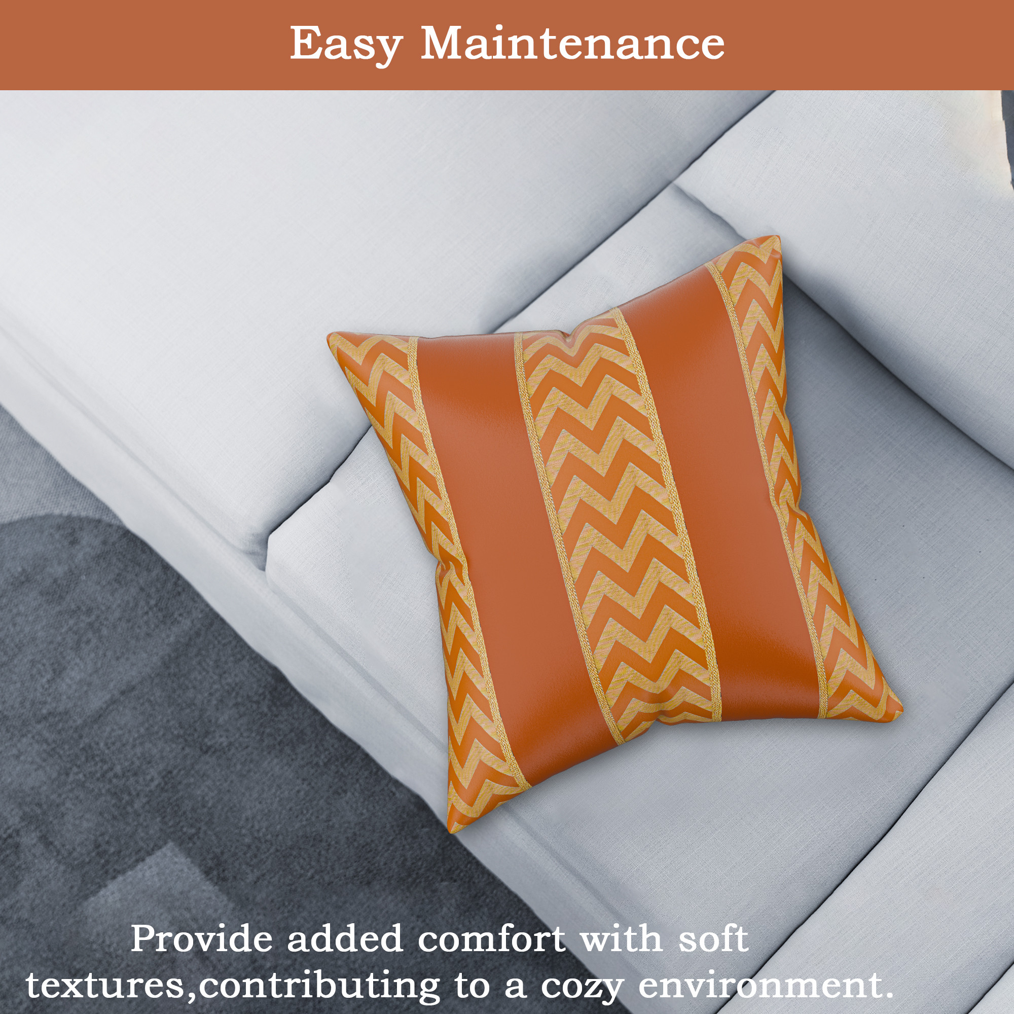 Kuber Industries Polyester Cushion Cover 16 Inch x 16 Inch Set of 5 with Zip Closure  Decorative Throw Pillow Cushion Cover for Sofa Set Bedroom and Living Room  Zig Zag 3 Stripe - Multicolor