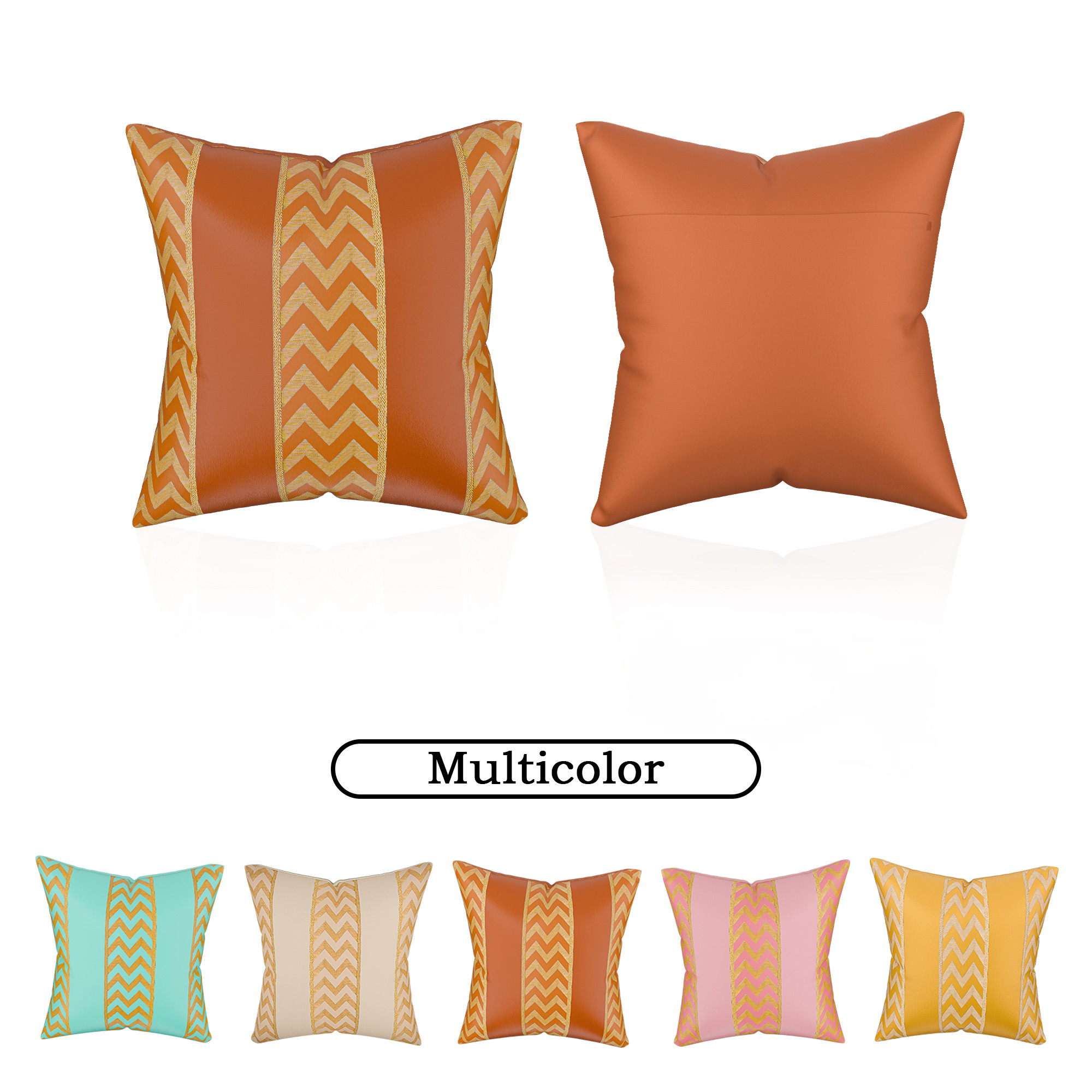 Kuber Industries Polyester Cushion Cover 16 Inch x 16 Inch Set of 5 with Zip Closure  Decorative Throw Pillow Cushion Cover for Sofa Set Bedroom and Living Room  Zig Zag 3 Stripe - Multicolor