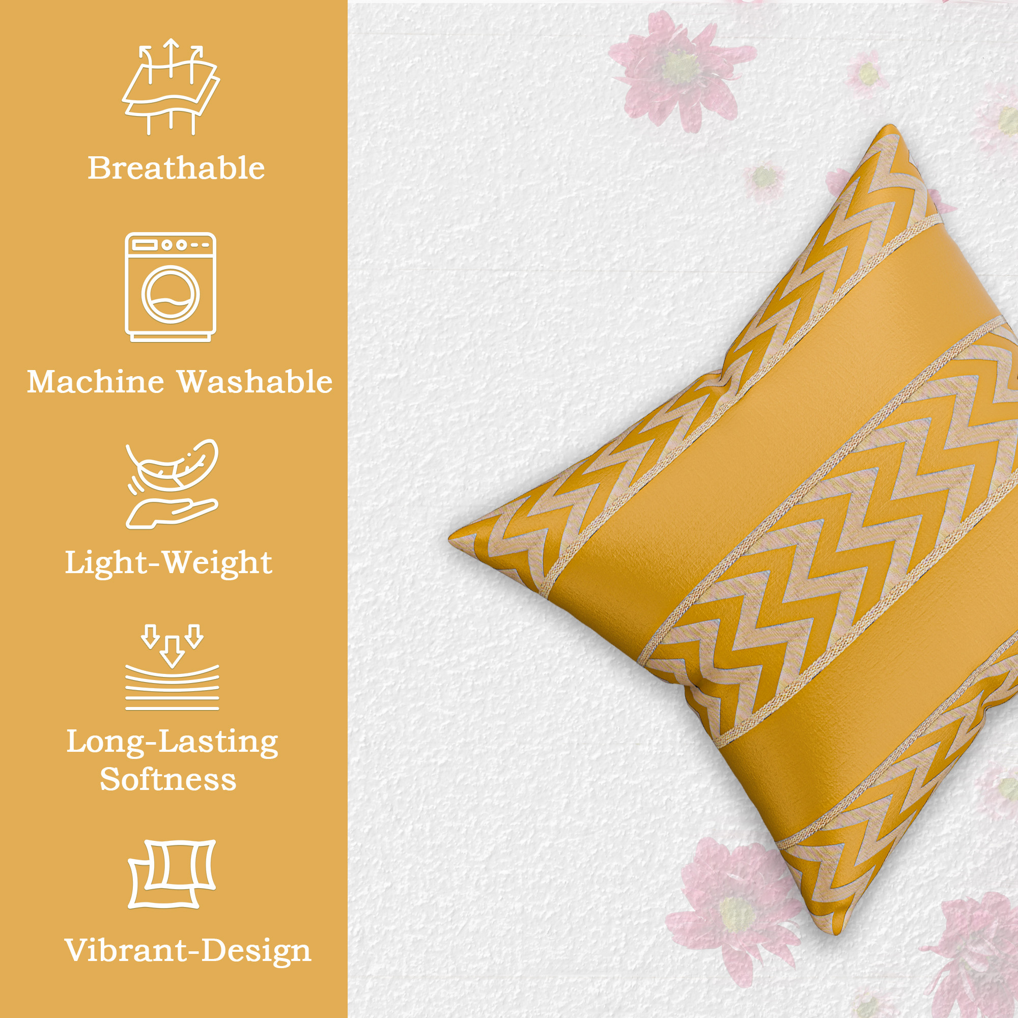 Kuber Industries Polyester Cushion Cover 16 Inch x 16 Inch Set of 5 with Zip Closure  Decorative Throw Pillow Cushion Cover for Sofa Set Bedroom and Living Room  Zig Zag 3 Stripe - Multicolor