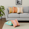 Polyester Cushion Cover 16 Inch x 16 Inch Set of 5 with Zip Closure | Decorative Throw Pillow Cushion Cover for Sofa Set, Bedroom and Living Room | Zig Zag 3 Stripe - Multicolor