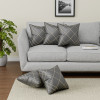 Polyester Cushion Cover 16 Inch x 16 Inch Set of 5 with Zip Closure | Decorative Throw Pillow Cushion Cover for Sofa Set, Bedroom and Living Room | 9 Box Check - Grey