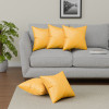 Polyester Cushion Cover 16 Inch x 16 Inch Set of 5 with Zip Closure | Decorative Throw Pillow Cushion Cover for Sofa Set, Bedroom and Living Room | 9 Box Check - Yellow