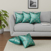 Polyester Cushion Cover 16 Inch x 16 Inch Set of 5 with Zip Closure | Decorative Throw Pillow Square Cushion Cover for Sofa Set, Bedroom and Living Room | Golden Tree - Green