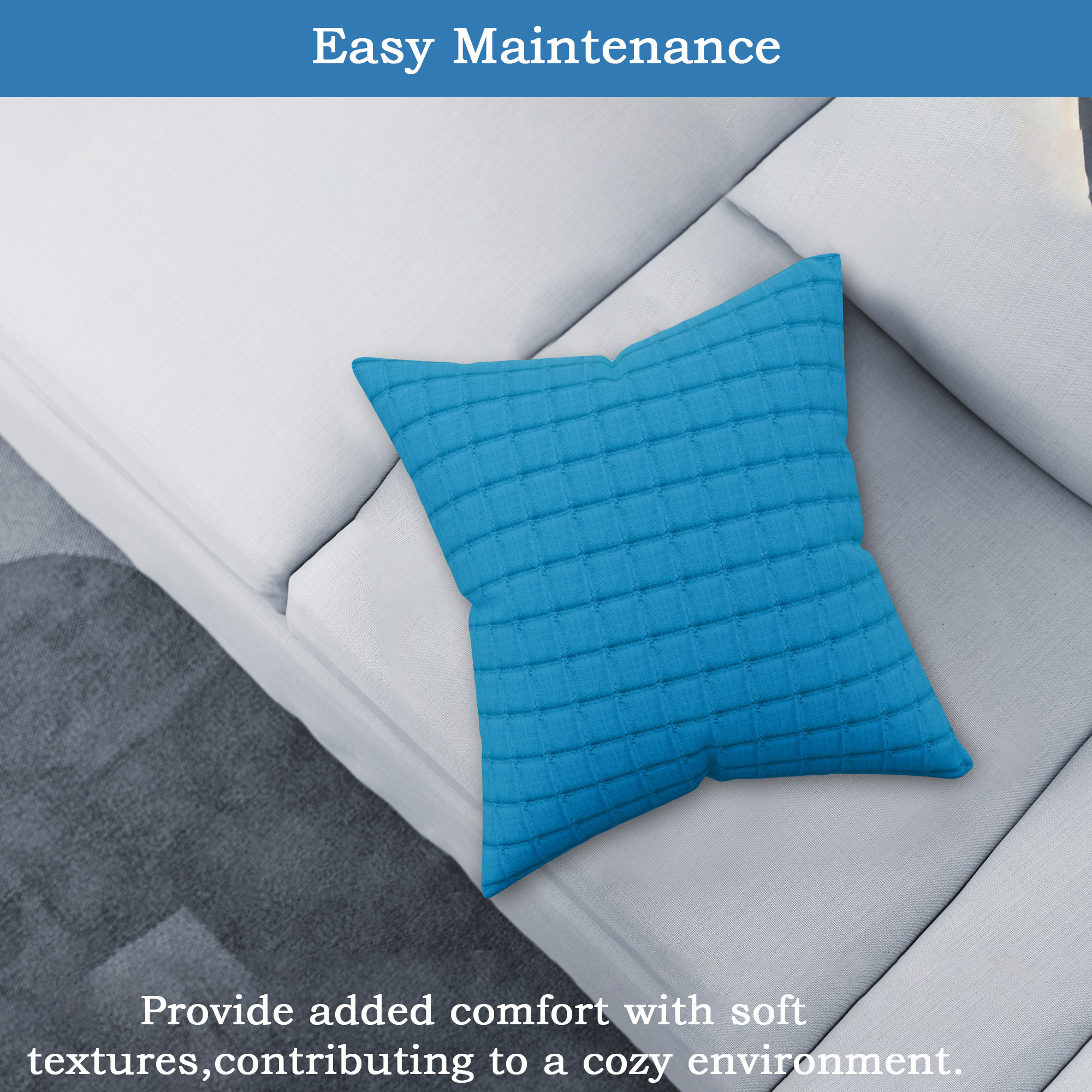 Kuber Industries Polyester Cushion Cover 16 Inch x 16 Inch Set of 5 with Zip Closure  Throw Pillow Cushion Cover for Sofa Set Bedroom and Living Room  Plain Check Quilted - Multicolor