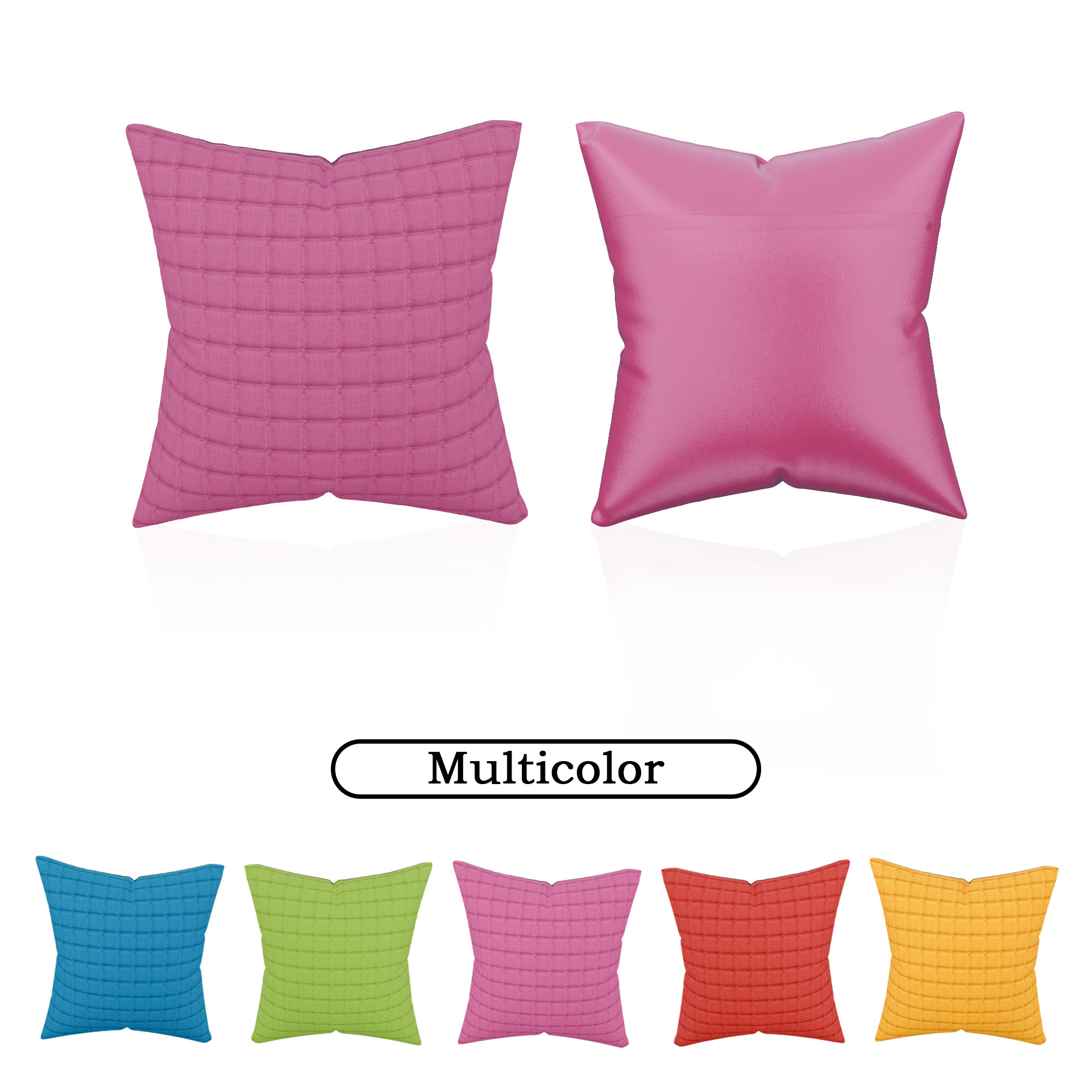 Kuber Industries Polyester Cushion Cover 16 Inch x 16 Inch Set of 5 with Zip Closure  Throw Pillow Cushion Cover for Sofa Set Bedroom and Living Room  Plain Check Quilted - Multicolor