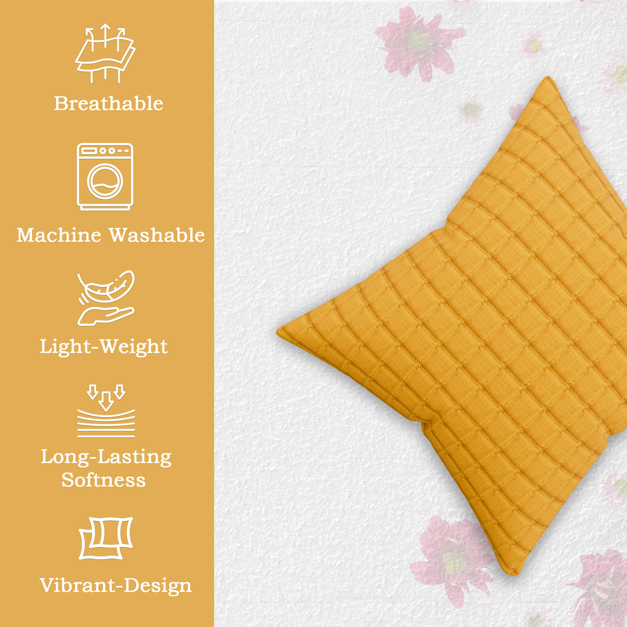 Kuber Industries Polyester Cushion Cover 16 Inch x 16 Inch Set of 5 with Zip Closure  Throw Pillow Cushion Cover for Sofa Set Bedroom and Living Room  Plain Check Quilted - Multicolor