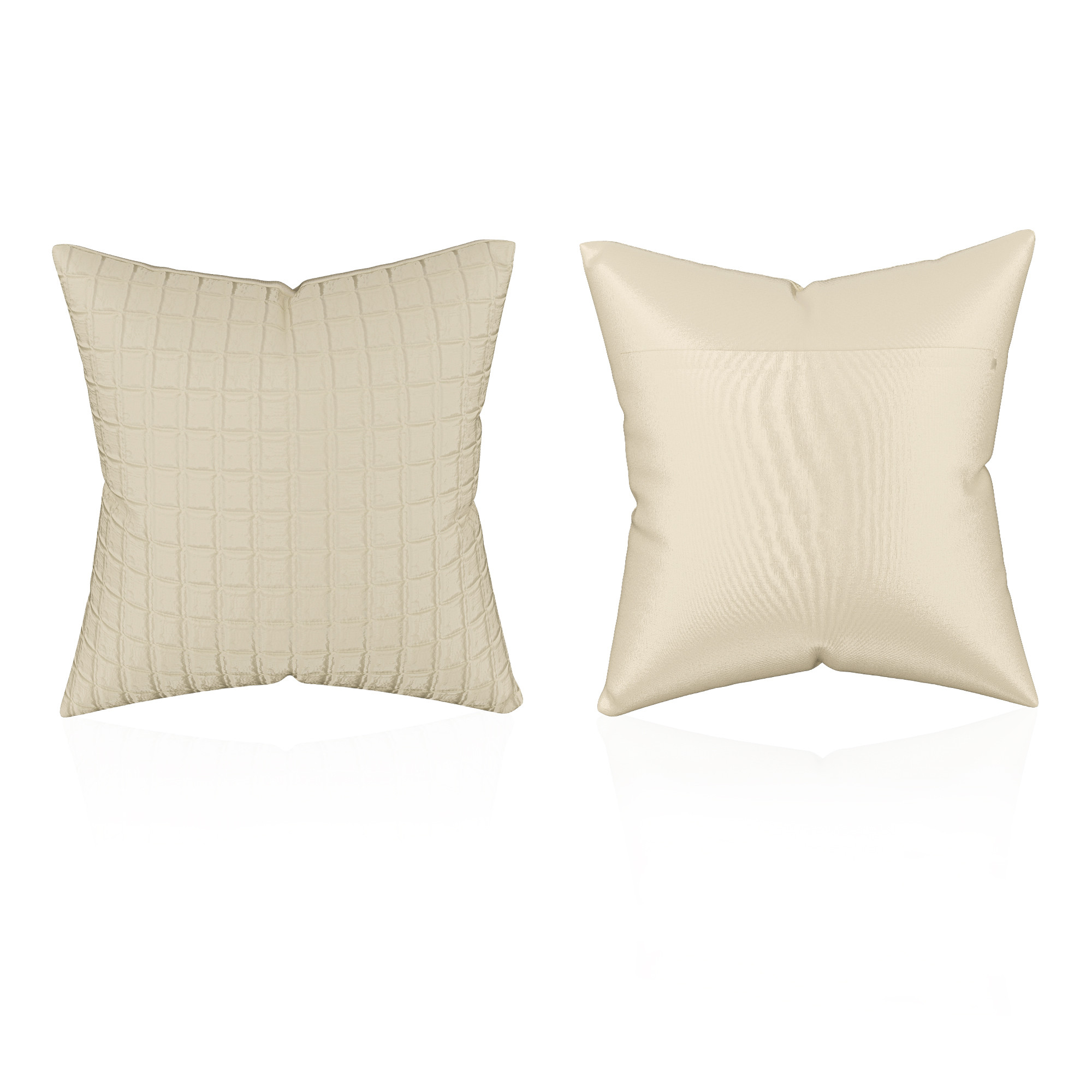 Kuber Industries Polyester Cushion Cover 16 Inch x 16 Inch Set of 5 with Zip Closure  Throw Pillow Cushion Cover for Sofa Set Bedroom and Living Room  Plain Check Quilted - Light Cream