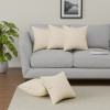 Polyester Cushion Cover 16 Inch x 16 Inch Set of 5 with Zip Closure | Throw Pillow Cushion Cover for Sofa Set, Bedroom and Living Room | Plain Check Quilted - Light Cream